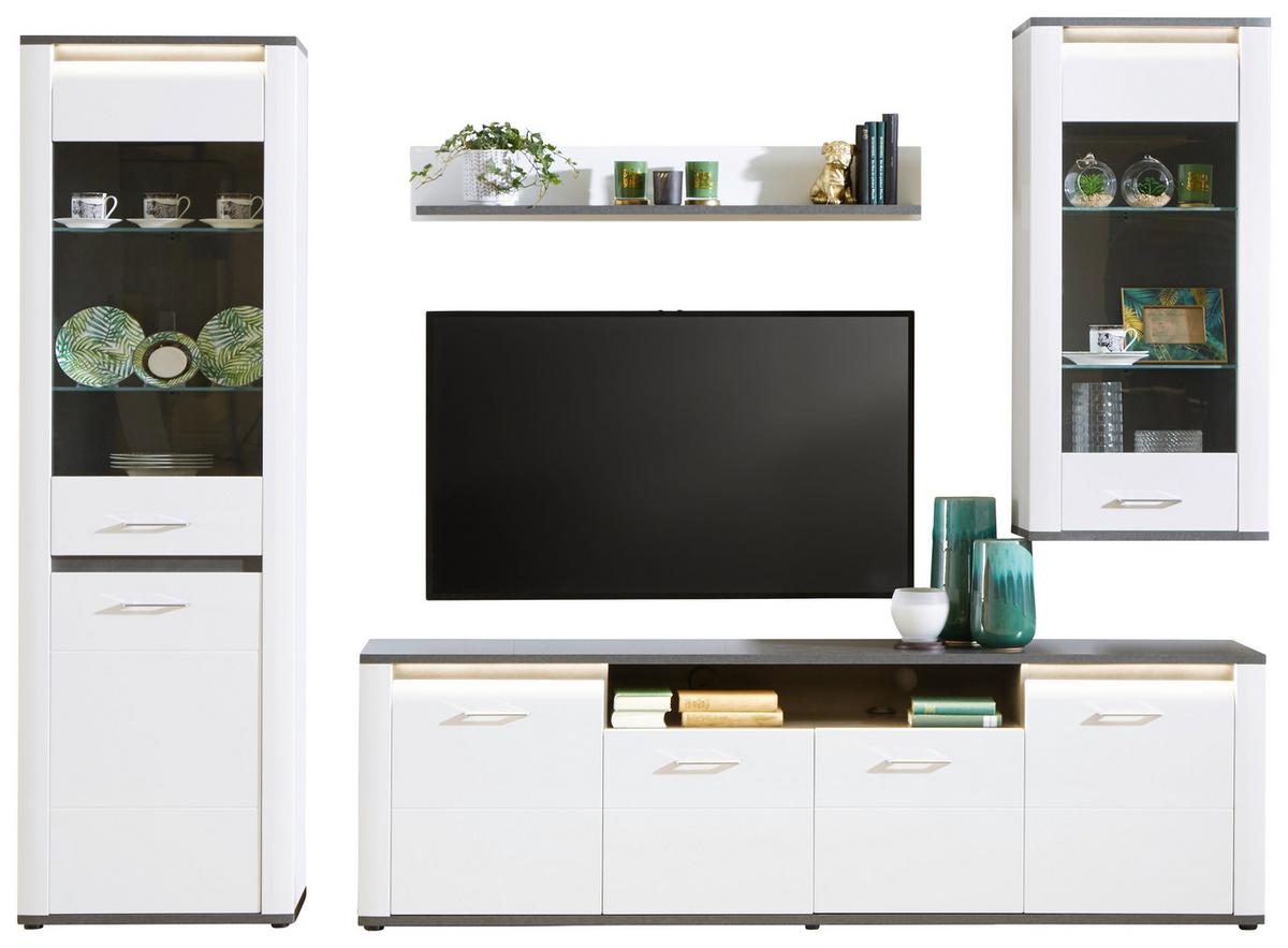 Vitrina Alassio - barve kroma/črna, Moderno, kovina/umetna masa (61,7/200/37,5cm) - Premium Living