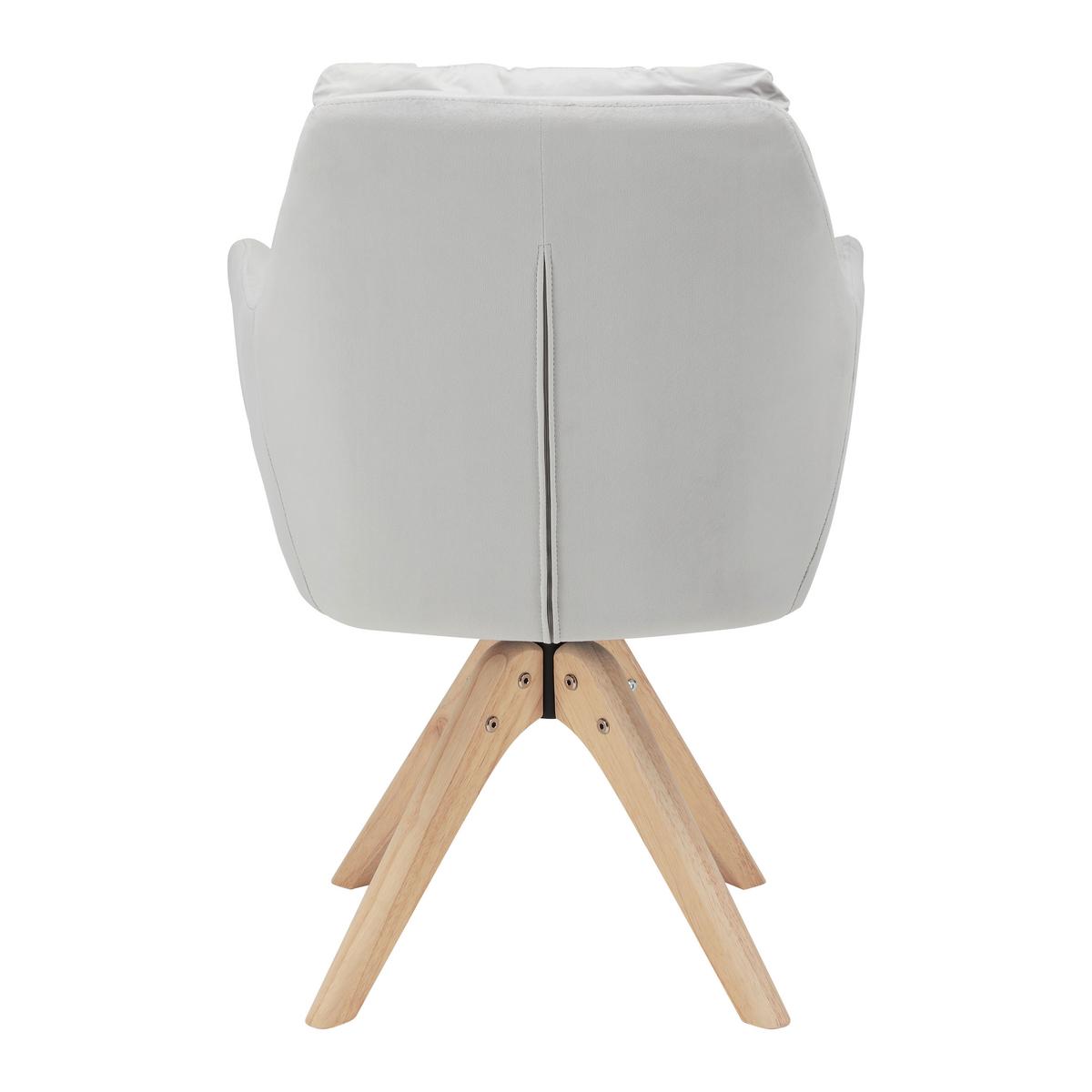 Armlehnstuhl Juana Hellgrau Samt Drehbar Gepolstert - Hellgrau/Naturfarben, MODERN, Holz/Textil (61/93/65cm) - Bessagi Home