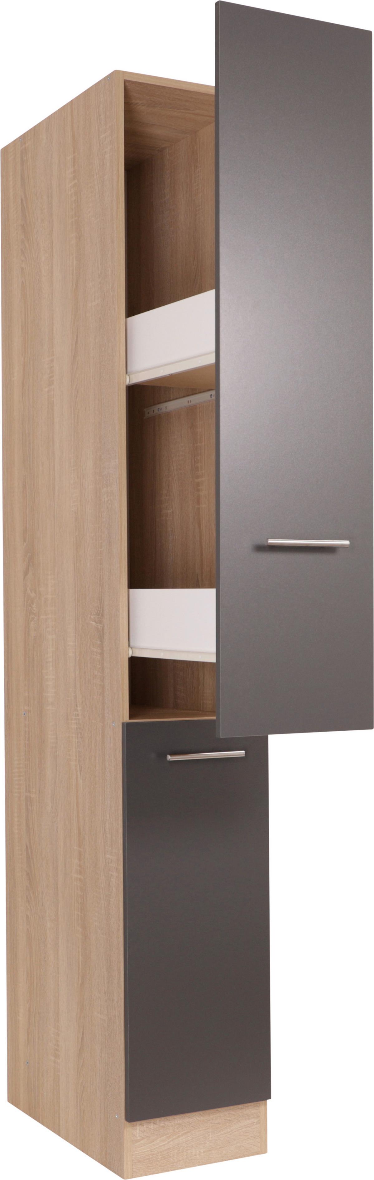 Apothekerschrank MERLE Grau/Eichefarben - Eichefarben/Silberfarben, Basics, Holzwerkstoff/Metall (30/200/60cm) - Respekta