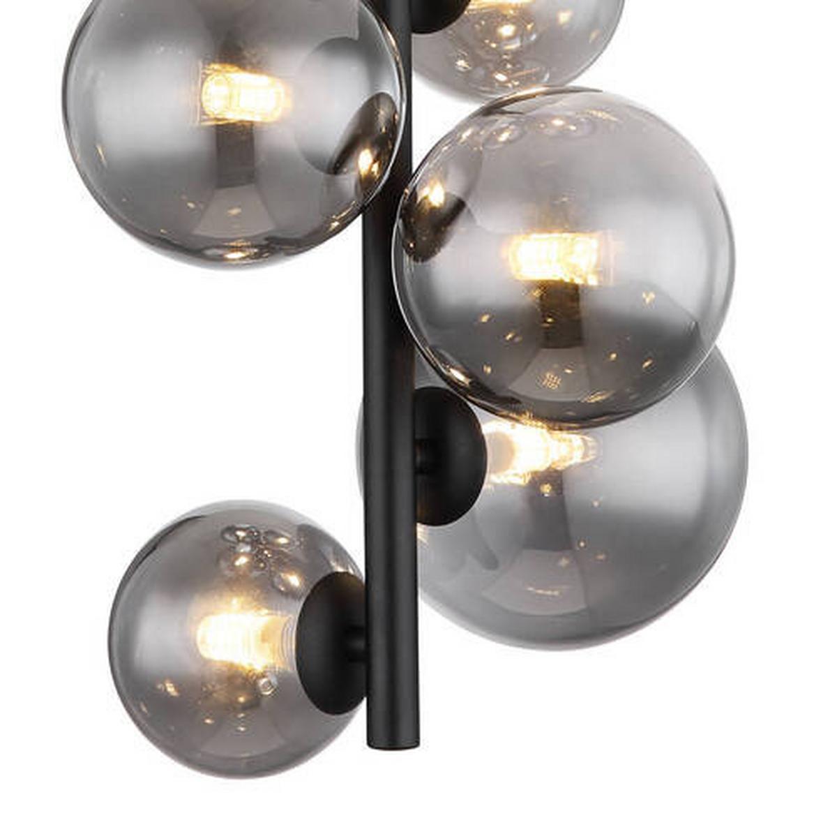 Stropna Led-svetilka Riha, S Sijalko - črna, Design, kovina/steklo (28/60cm) - Globo