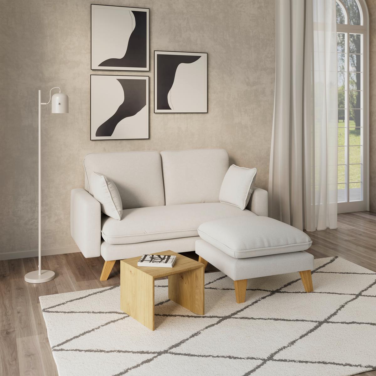 Ecksofa Illa Hellgrau Webstoff - Hellgrau/Naturfarben, MODERN, Holz/Textil (154/84/86cm) - Bessagi Home