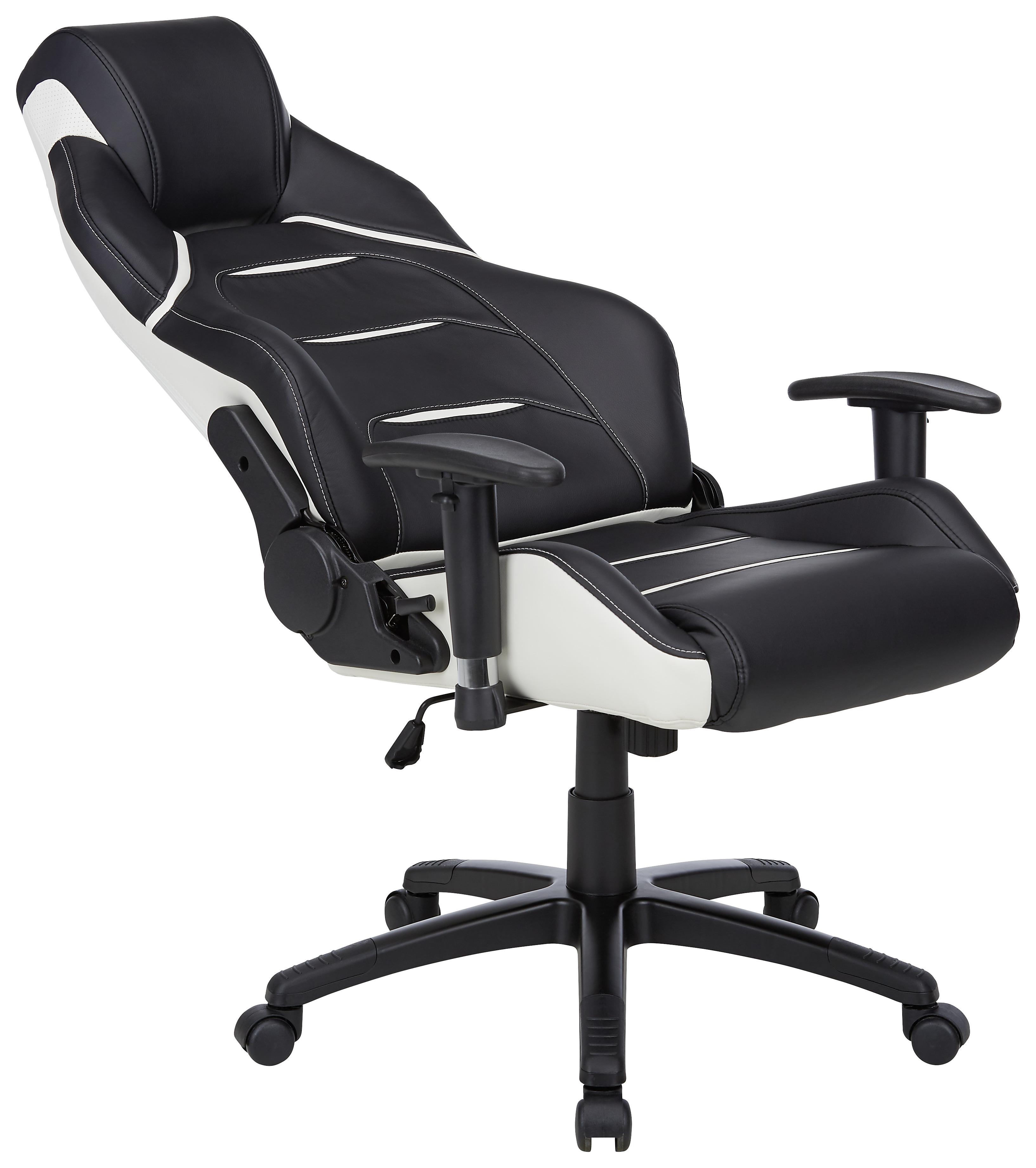 Gamingstuhl im Lederlook - Weiss/Schwarz, Modern, Kunststoff/Textil (67/126-134/72cm) - Premium Living