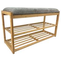 Etajeră încălțăminte SAM 2 - culoare natur/gri, Modern, materiale naturale/textil (80/45/30cm) - Modern Living