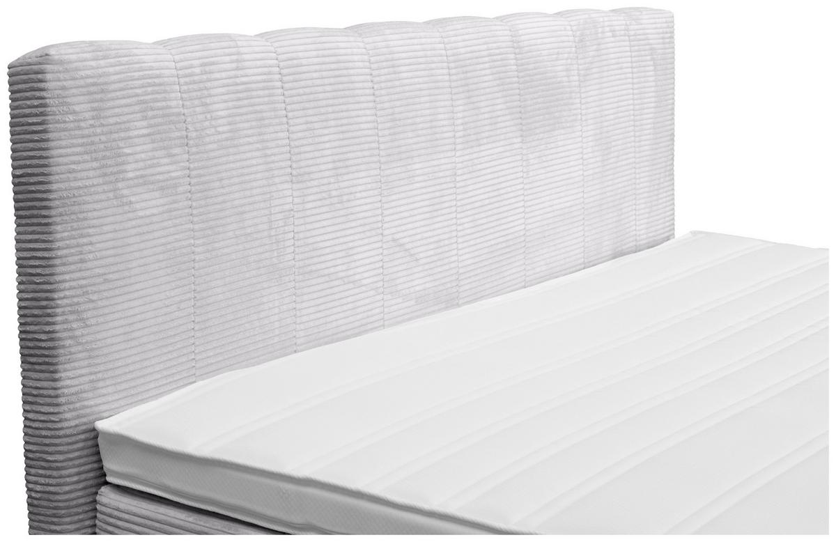Boxspringbett Malaga ohne Fußteil Grau ca. 160x200cm - Silberfarben/Hellgrau, KONVENTIONELL, Holz/Holzwerkstoff (160/200cm) - Premium Living