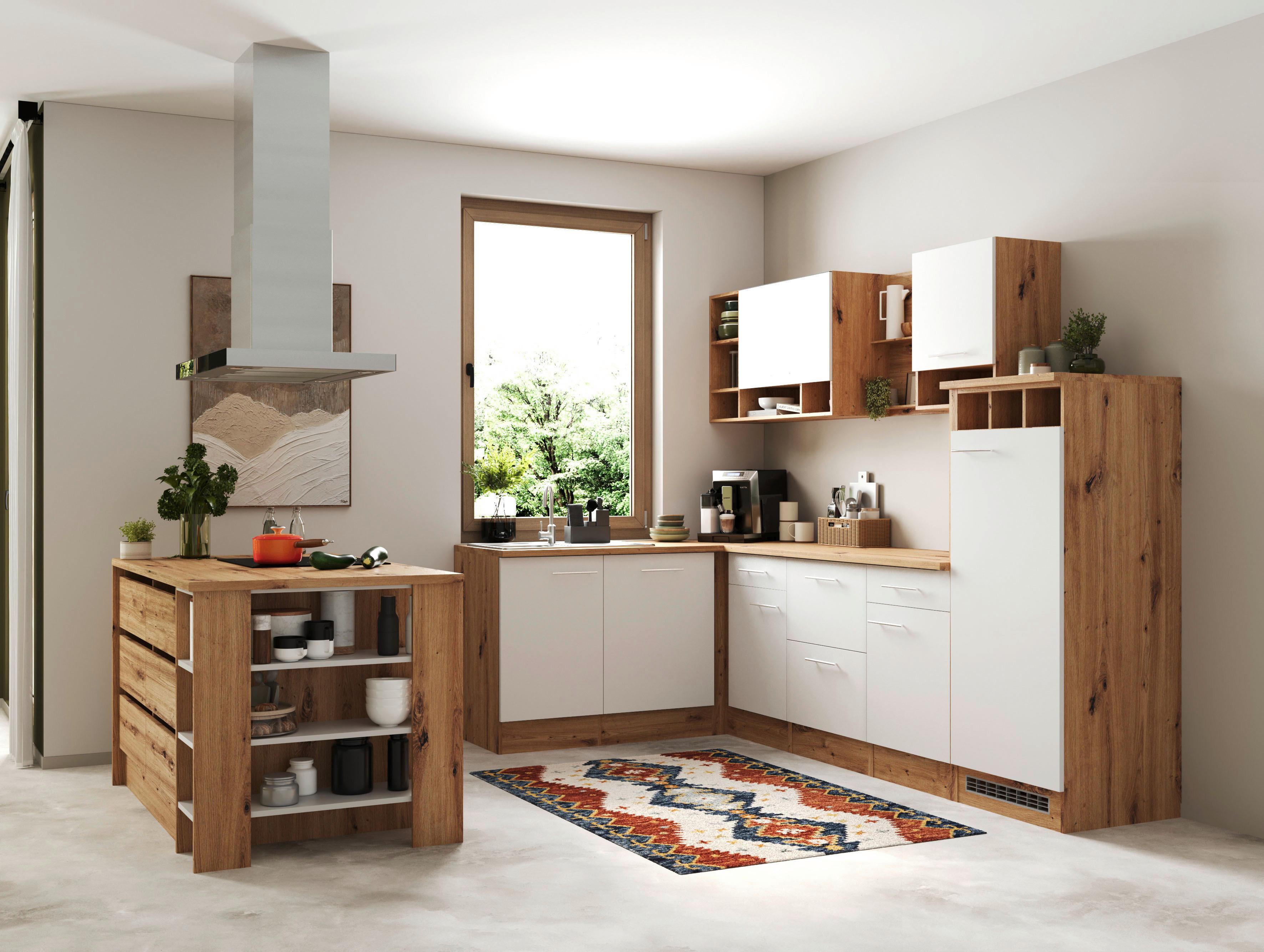 Kotna Kuhinja Z Aparati Hilde, 280x172cm - bela/barve aluminija, Design, kovina/leseni material (280/172cm) - Respekta