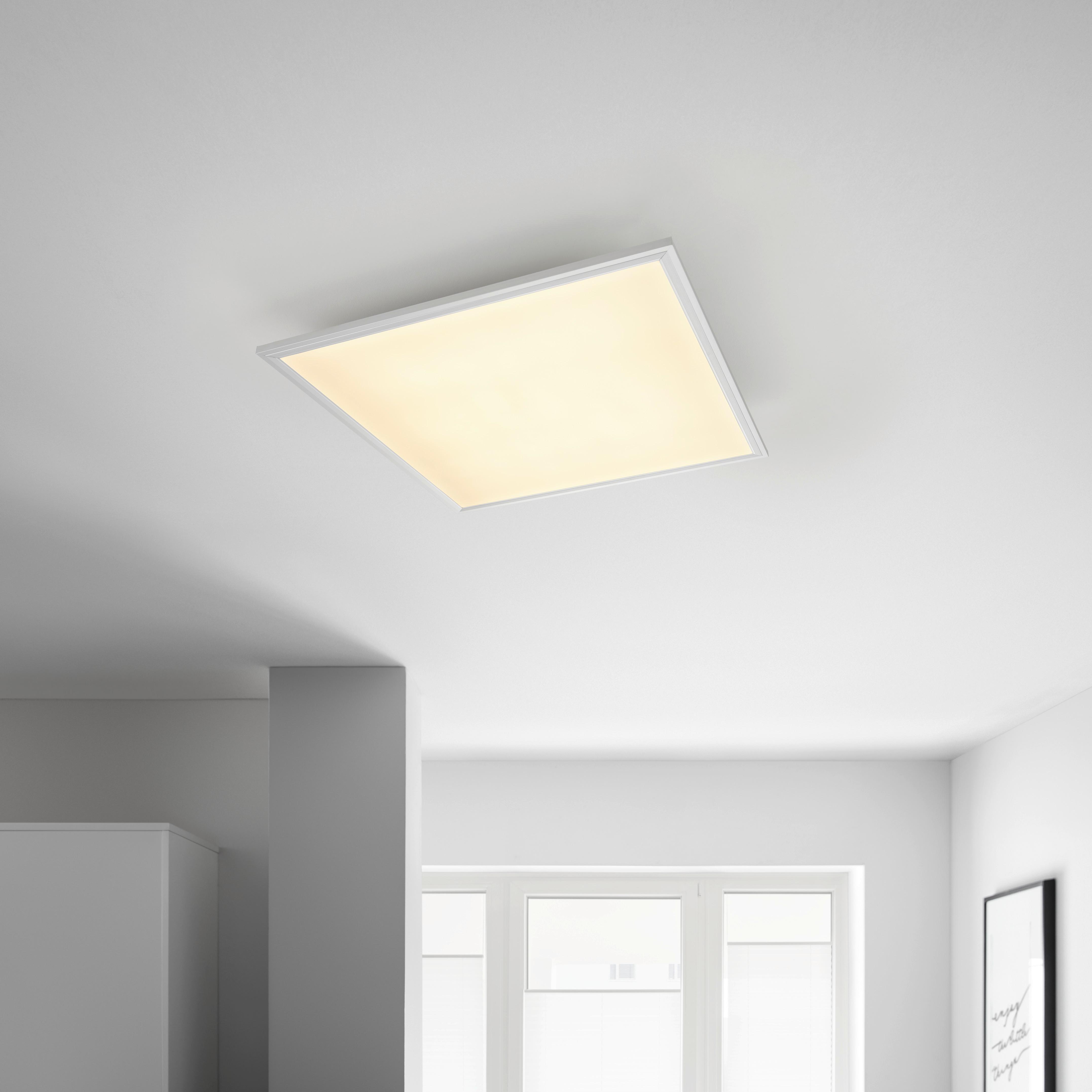 LED-Deckenleuchte Cornelius Silberfarben/Weiß max. 36 Watt - Silberfarben/Weiß, MODERN, Kunststoff/Metall (60/60/7,5cm) - Mömax