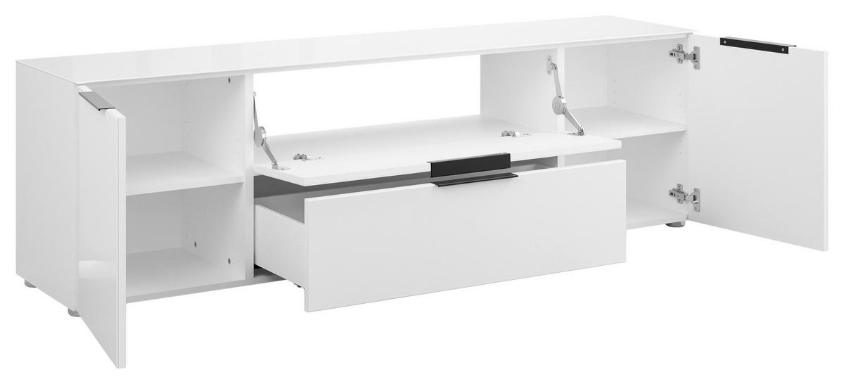 KOMODA NISKA STYLE - biały wysoki połysk/czarny, Basics, materiał drewnopochodny/tworzywo sztuczne (180/53,9/40cm)