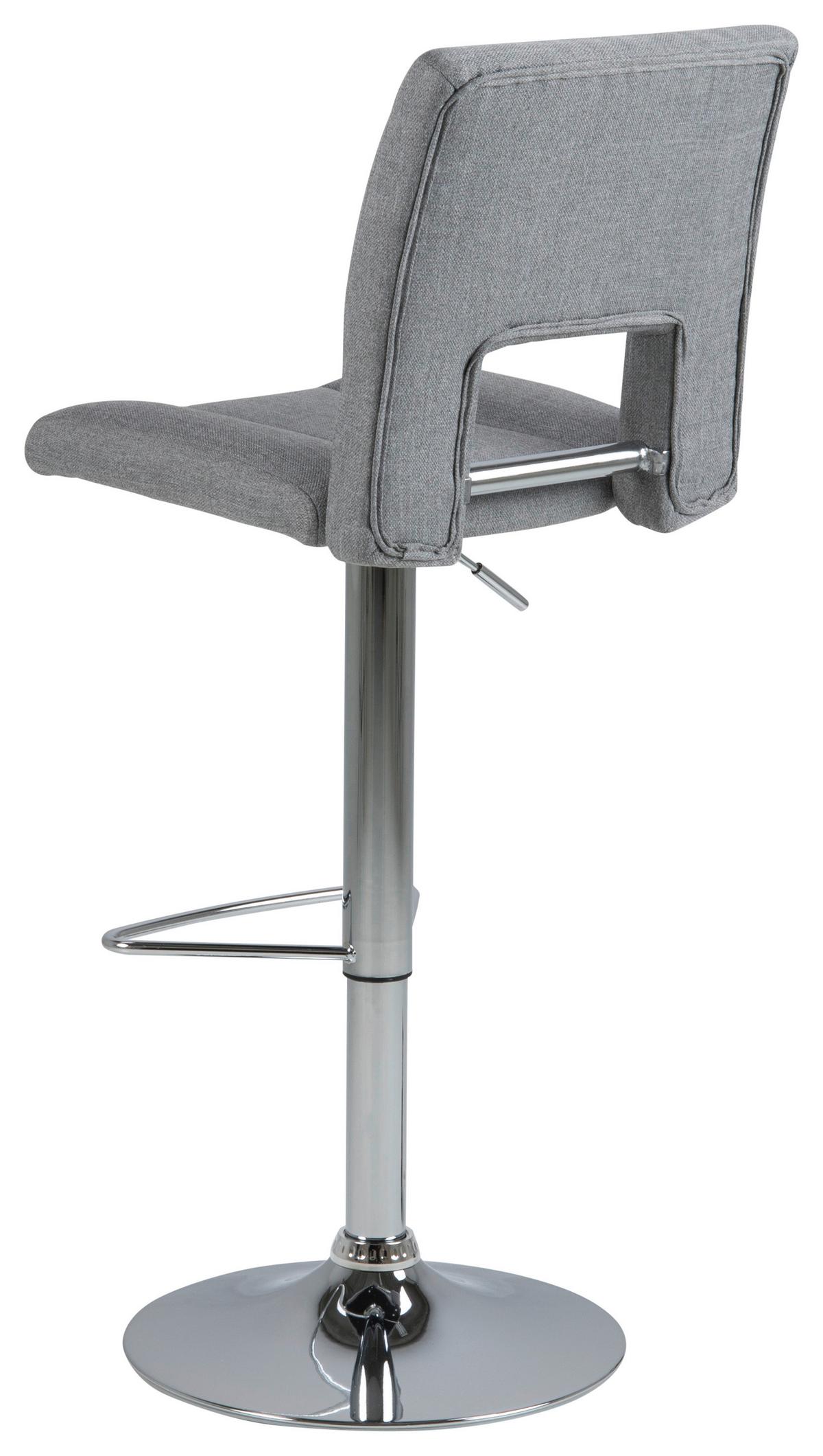 STOŁEK BAROWY SYLVIA - jasnoszary/kolor chromowy, Design, metal/tkanina (41,5/94-115/52cm) - Carryhome