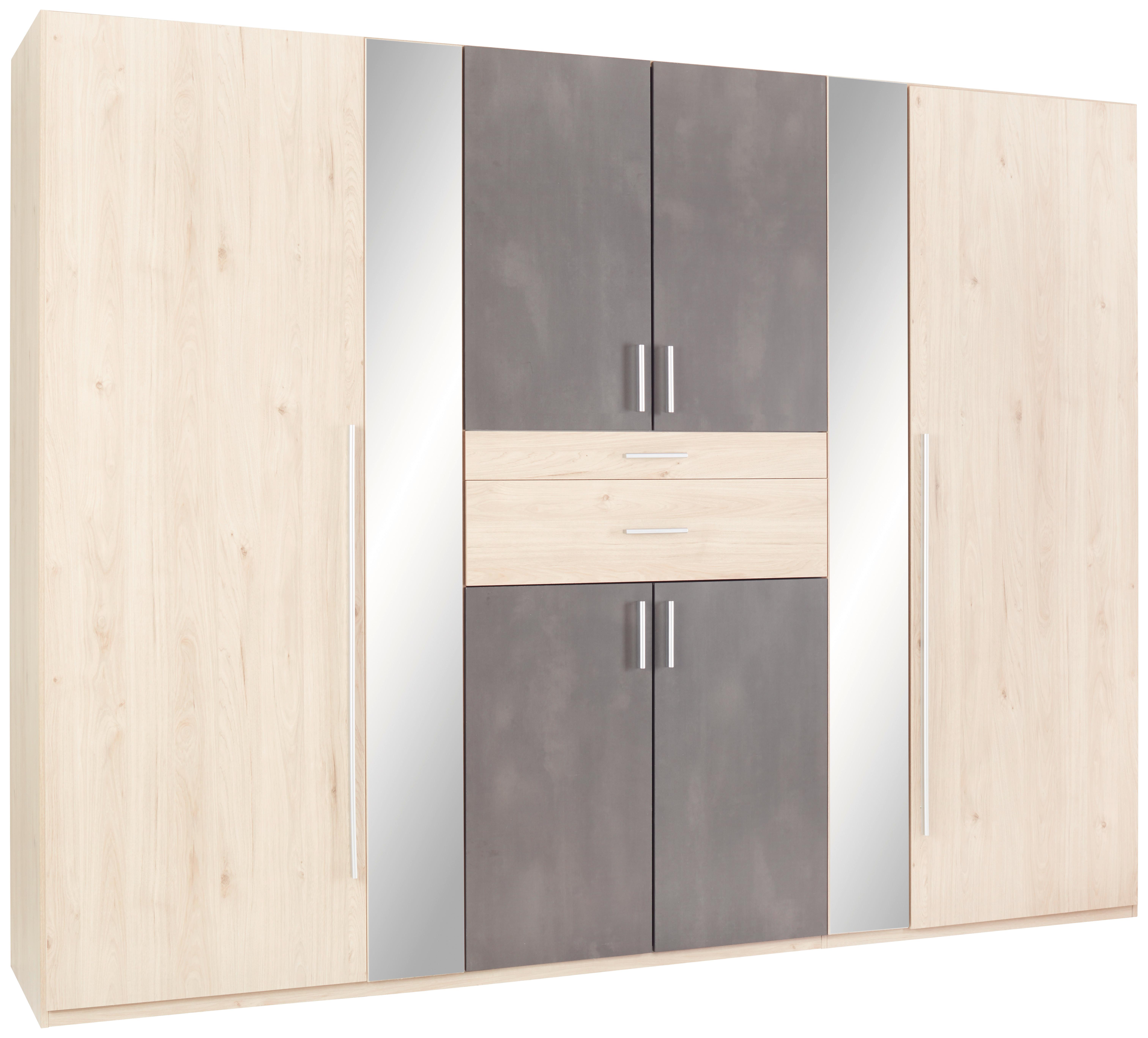 Dulap cu uși rotative Odessa - culoare lemn stejar/ruginiu, Konventionell, material pe bază de lemn (270/208/58cm) - Mömax