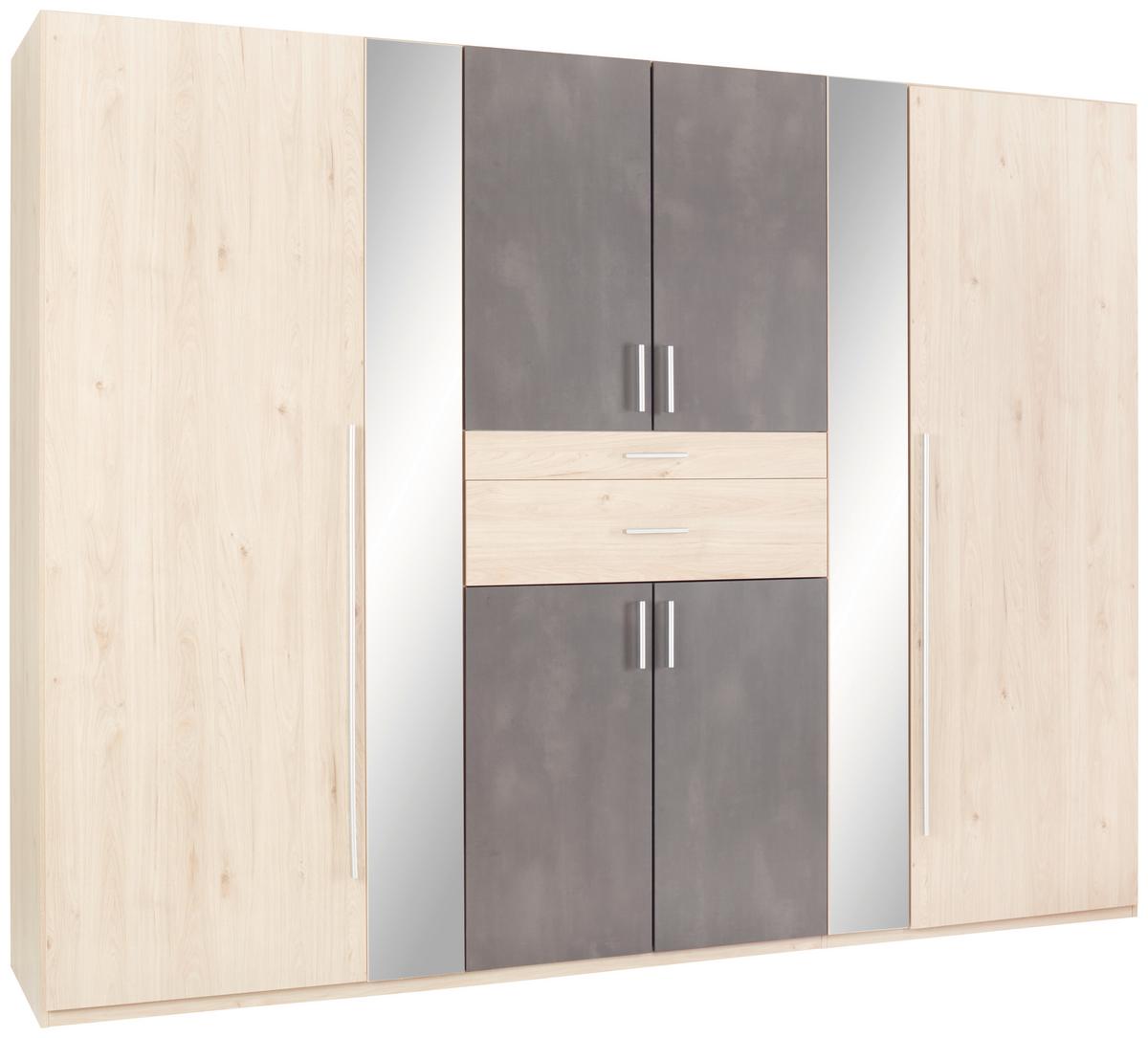 Ruhásszekrény 8 Ajtó 2 Fiók Odessa - tölgyfa színű/rozsdavörös, Konventionell, faalapú anyag/fém (270/208/58cm) - Mömax