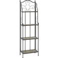 Gartenregal Ornella - Schwarz, MODERN, Stein/Metall (45/151/25cm) - Modern Living