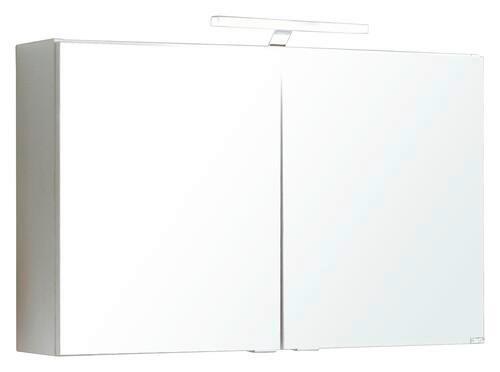 Spiegelschrank Siena mit LED ca. 80x65x20cm 2-türig Weiß - Chromfarben/Weiß, MODERN, Holzwerkstoff/Metall (80/65/20cm) - Held