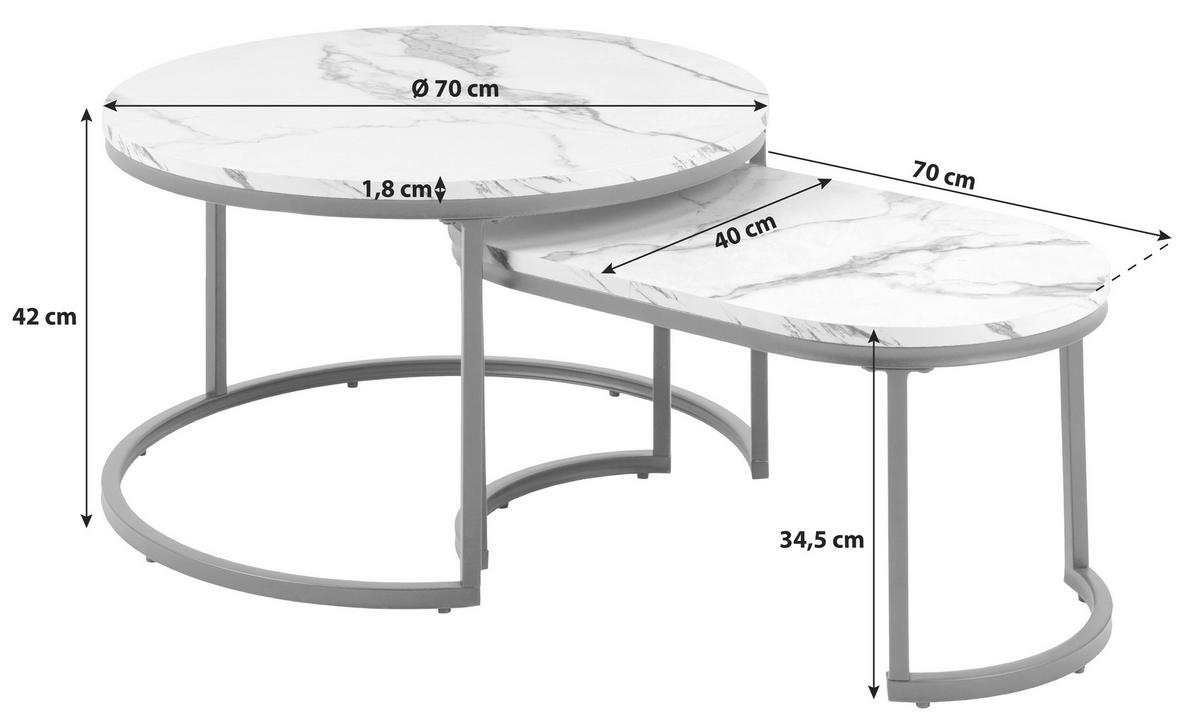ZESTAW STOLIKÓW KAWOWYCH SPIRO - czarny/biały, Design, metal (70/70/42cm) - MID.YOU