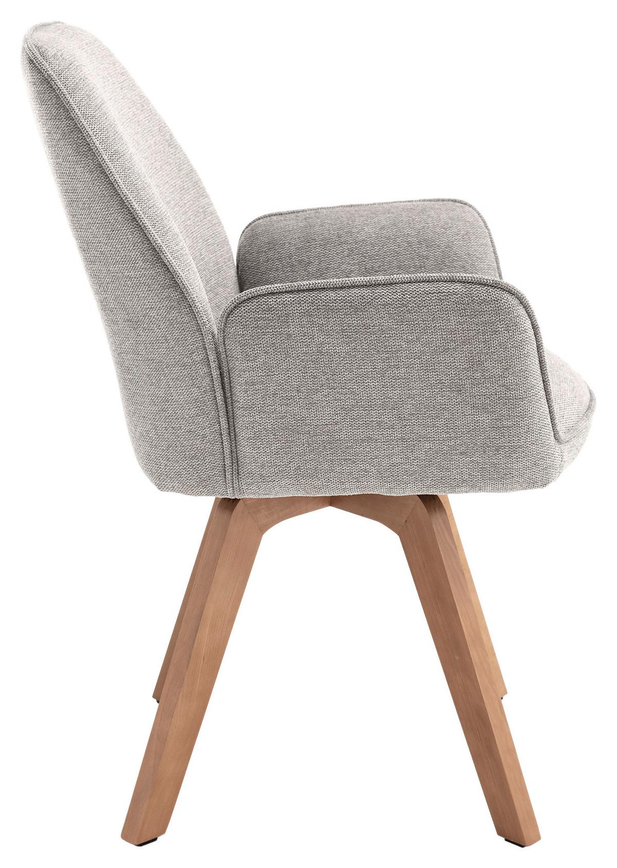 STUHL-SET TONY - Buchefarben/Hellgrau, MODERN, Holz/Textil (57/89/61cm) - MID.YOU