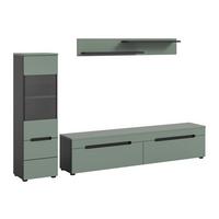 Dnevni Regal Canu, Sivozelena, 3-Delni - črna, Design, umetna masa/leseni material (221/141/33cm) - Livetastic