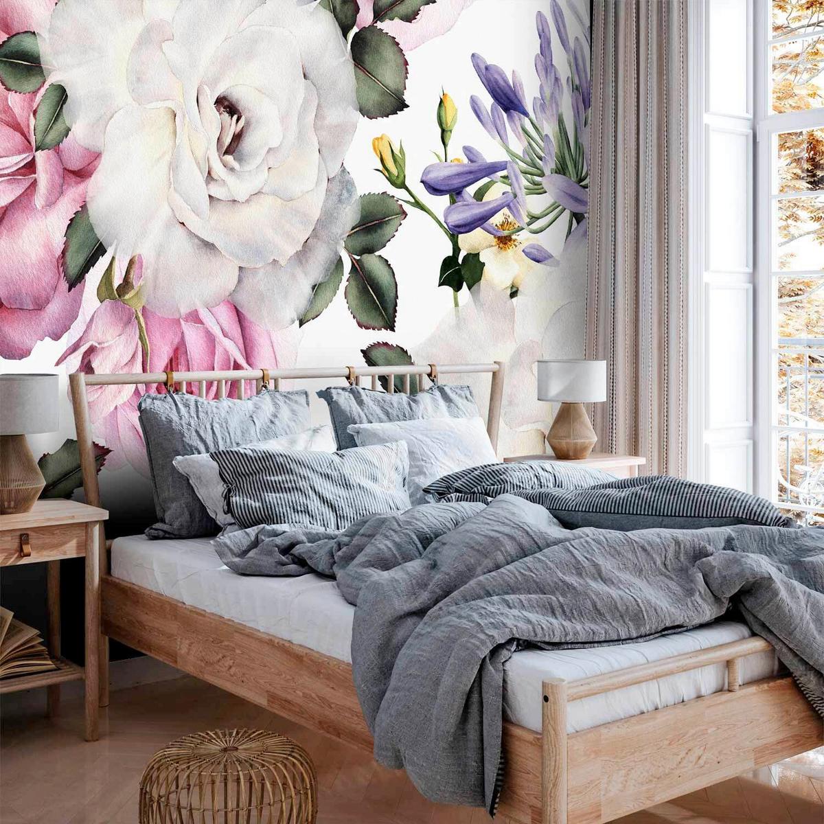 Fototapeta Sentimental Garden, 350x245cm - vijolična/bela, Trendi, tekstil (350/245cm) - artgeist