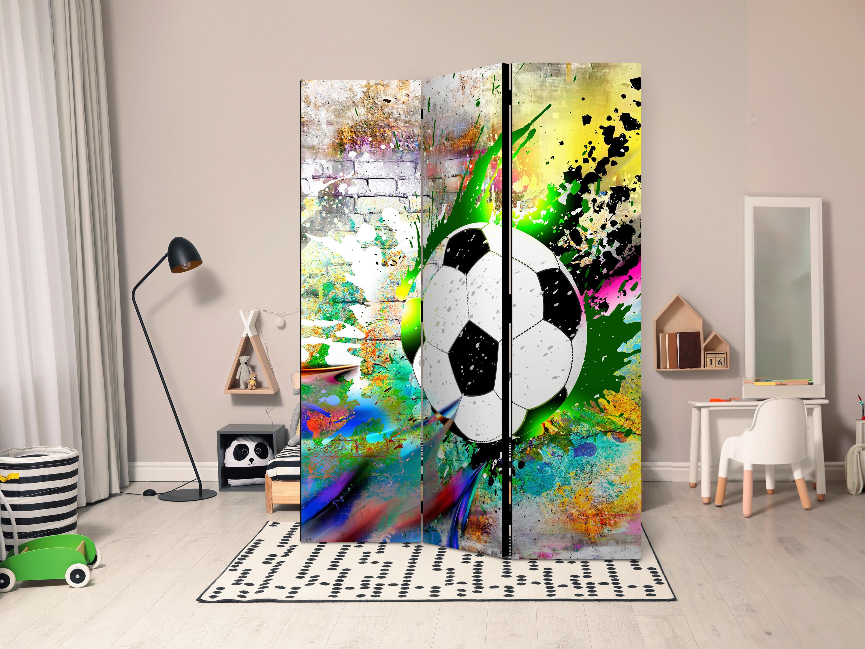 Paravan Urban Gameplay, 3-Delni, Dvostranski - večbarvno, Basics, tekstil/les (135/172/3cm) - artgeist