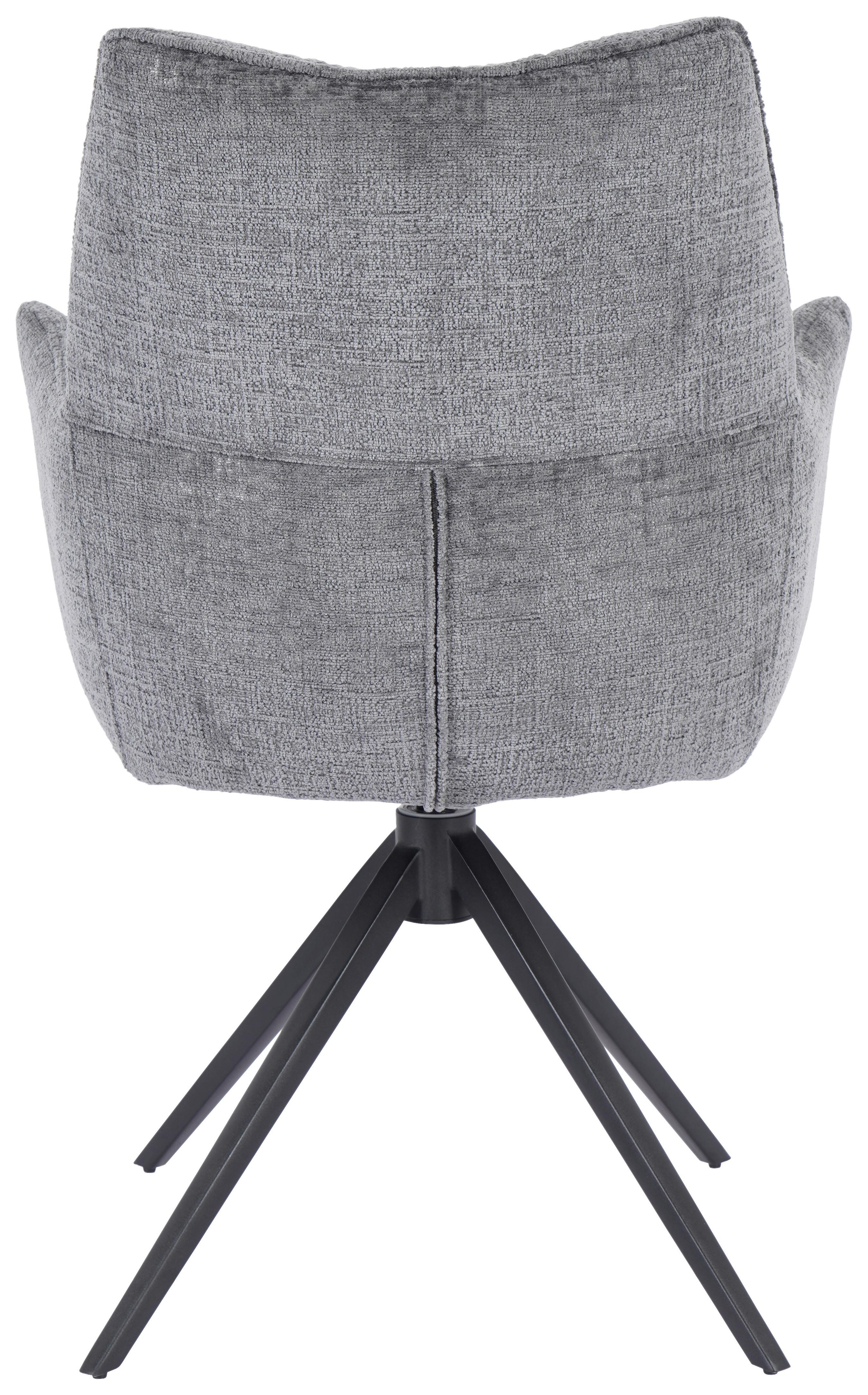 Armlehnstuhl Lucia Graphitfarben - Anthrazit/Graphitfarben, Lifestyle, Textil/Metall (62/90/64cm) - Premium Living