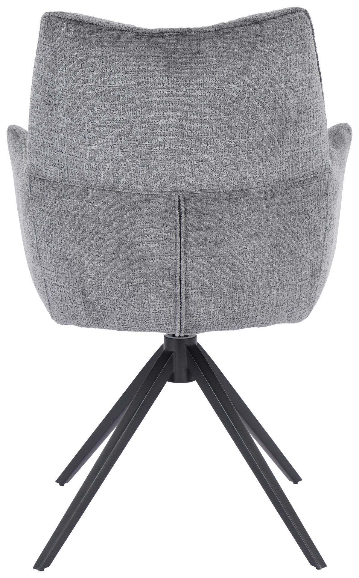 Armlehnstuhl Lucia Graphitfarben - Anthrazit/Graphitfarben, Lifestyle, Textil/Metall (62/90/64cm) - Premium Living