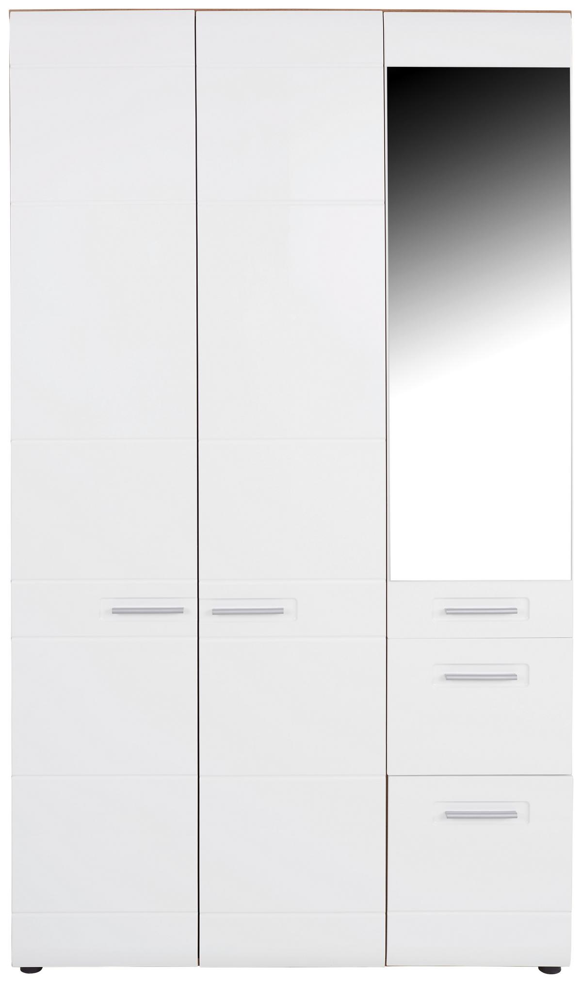 Omara Za Oblačila Avensis New, Bela, Temni Hrast, Ogledalo - barve hrasta/bela, Konvencionalno, umetna masa/leseni material (120/205,7cm) - Mömax