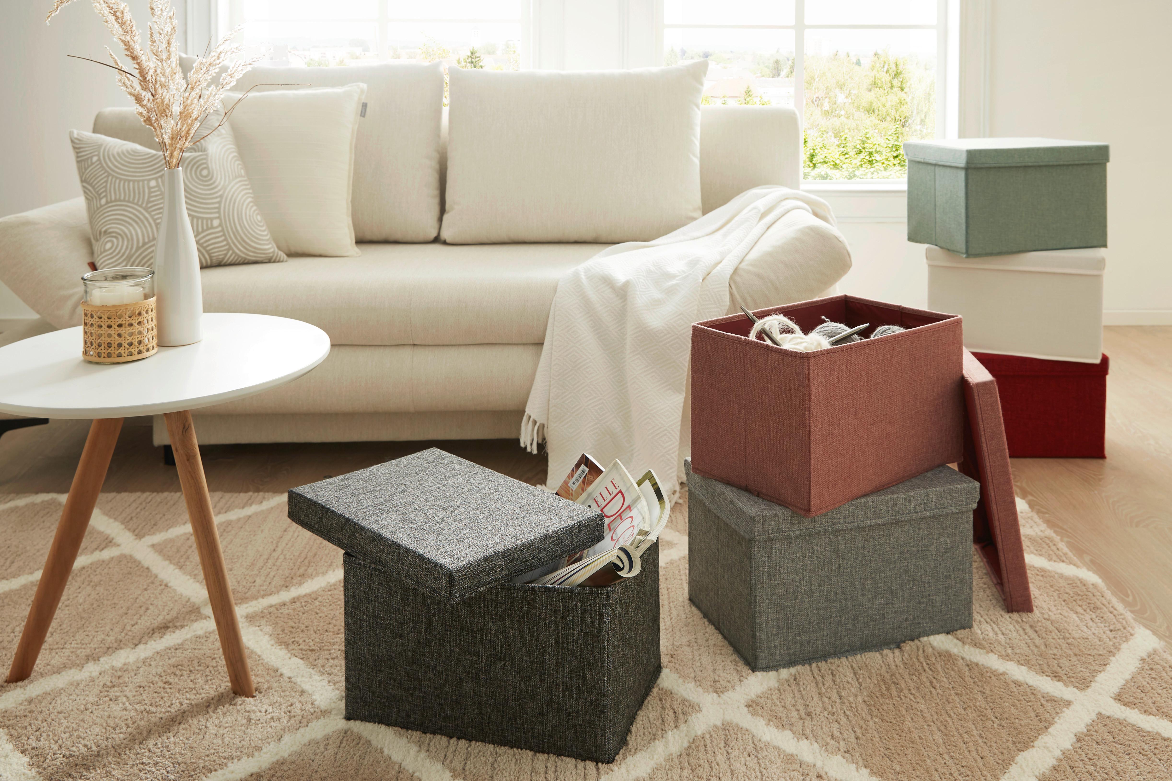 VIKBAR FÖRVARINGSKORG CINDY - CA. 23L -EXT- - grå, Modern, textil/kartong (38/26/24cm) - Mömax