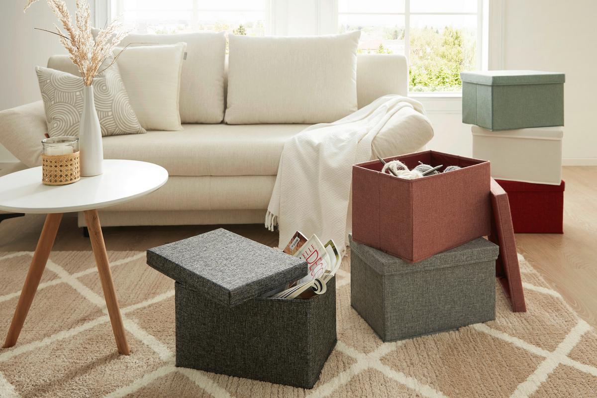 Faltbox Cindy ca. 23l - Grau, MODERN, Karton/Textil (38/26/24cm) - Mömax