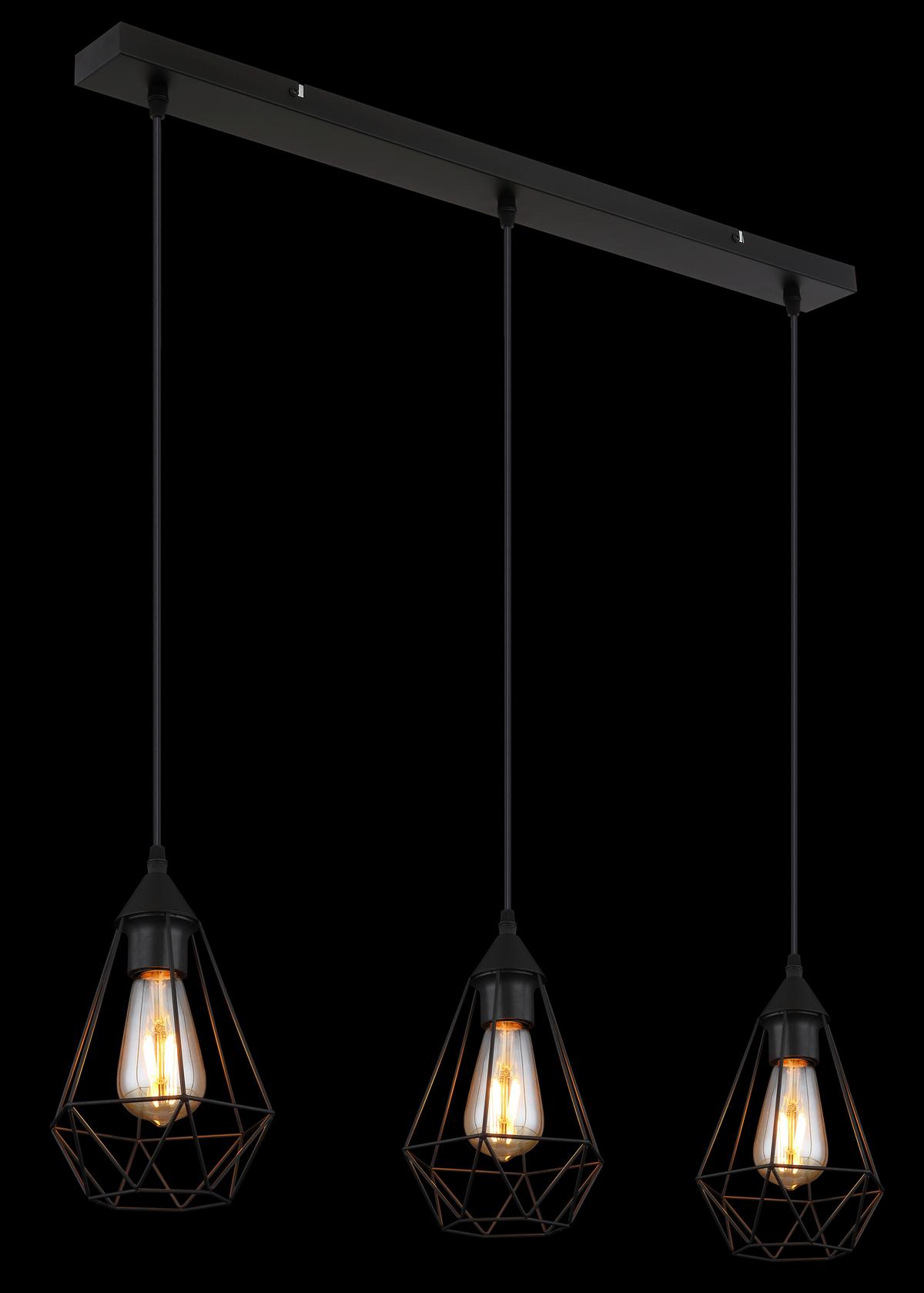Viseča Svetilka 15745-3h Zachary - črna, Design, kovina/tekstil (79/17/120cm) - Globo