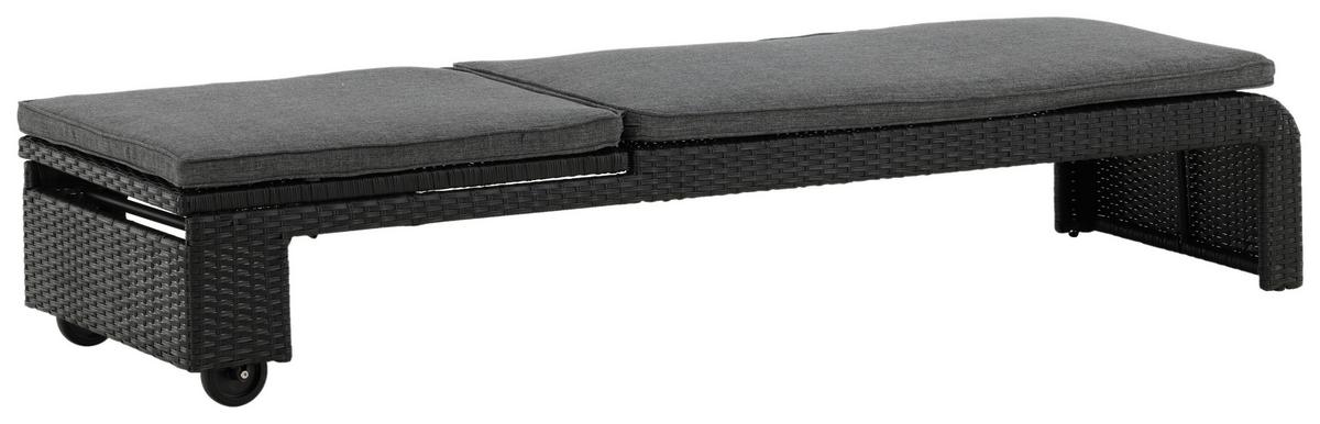 Sonnenliege London ca. 60x32x196 cm Schwarz - Schwarz, KONVENTIONELL, Kunststoff (60/32/196cm) - Gardenson
