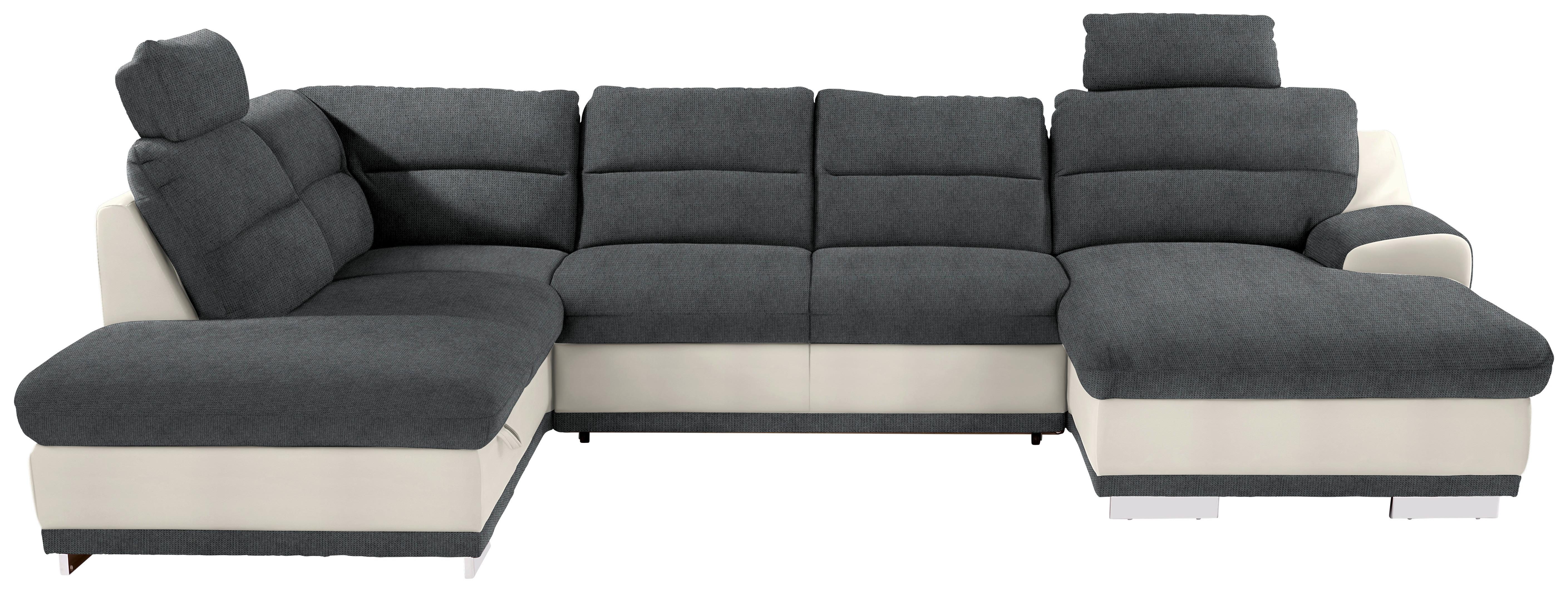 Sedežna Garnitura Seaside, Z Ležiščem, Predalom, Oblika U - barve kroma/siva, Konvencionalno, kovina/tekstil (218/334/165cm) - Premium Living