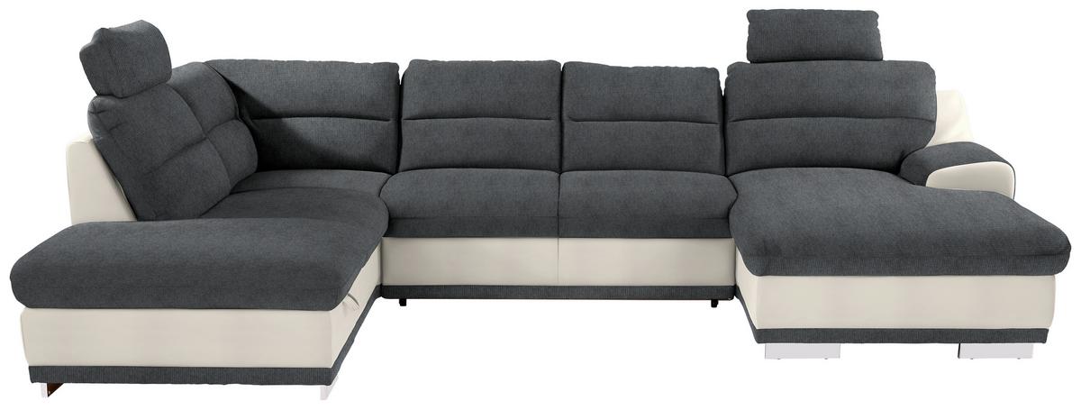 Sedežna Garnitura Seaside, Z Ležiščem, Predalom, Oblika U - barve kroma/siva, Konvencionalno, kovina/tekstil (218/334/165cm) - Premium Living