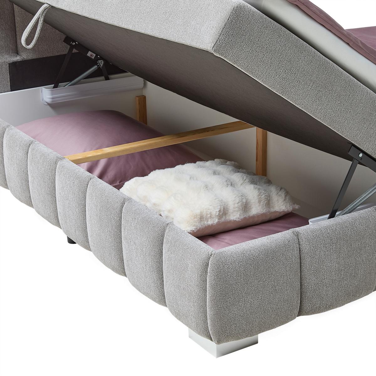 Boxbett Elaris Graubraun ca. 140x200cm - Chromfarben/Graubraun, KONVENTIONELL, Kunststoff/Textil (140/200cm) - Mömax