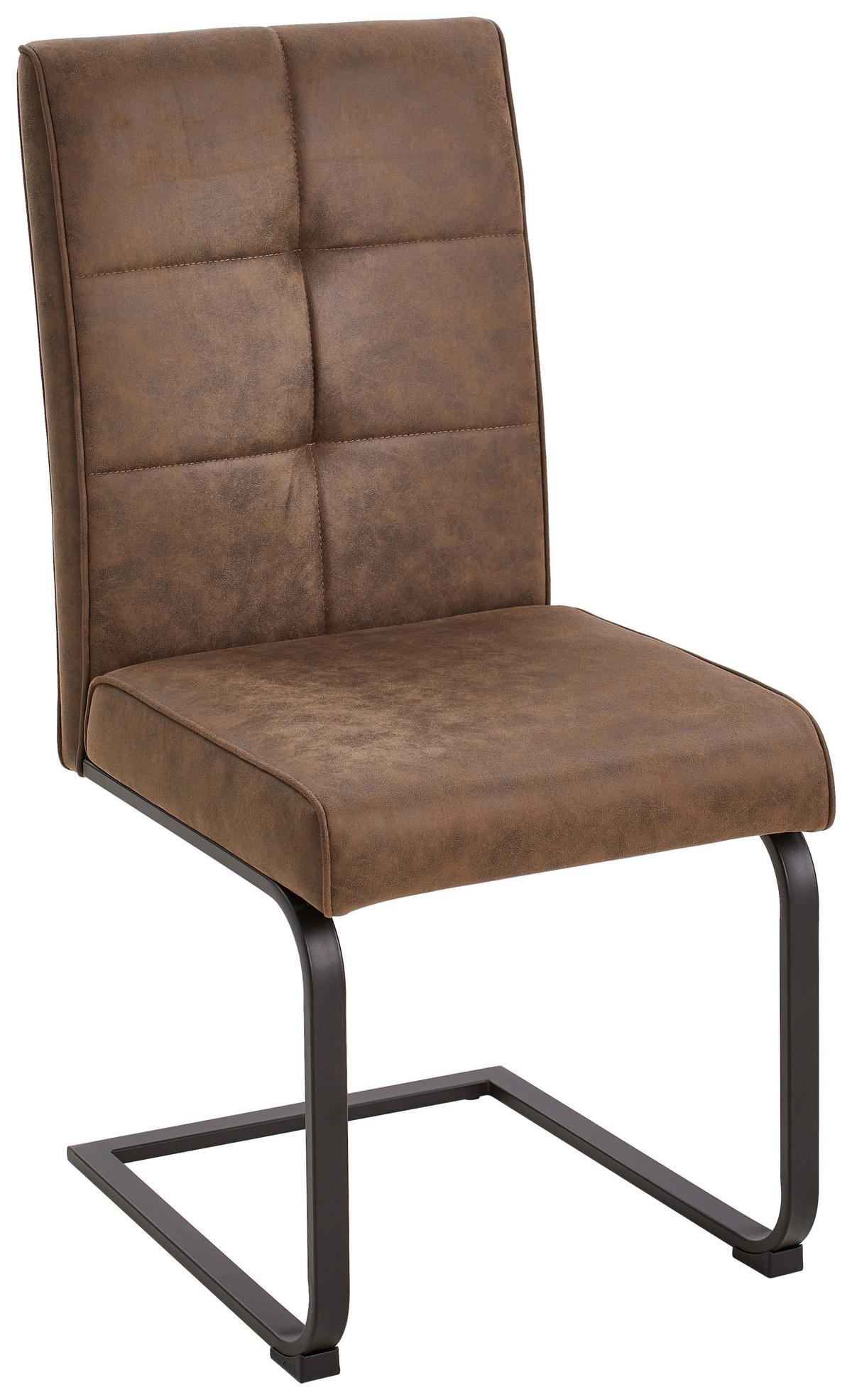 KRZESŁO NA PŁOZIE SWING - czarny/brązowy, Modern, metal/drewno (47/98/62cm) - Livetastic