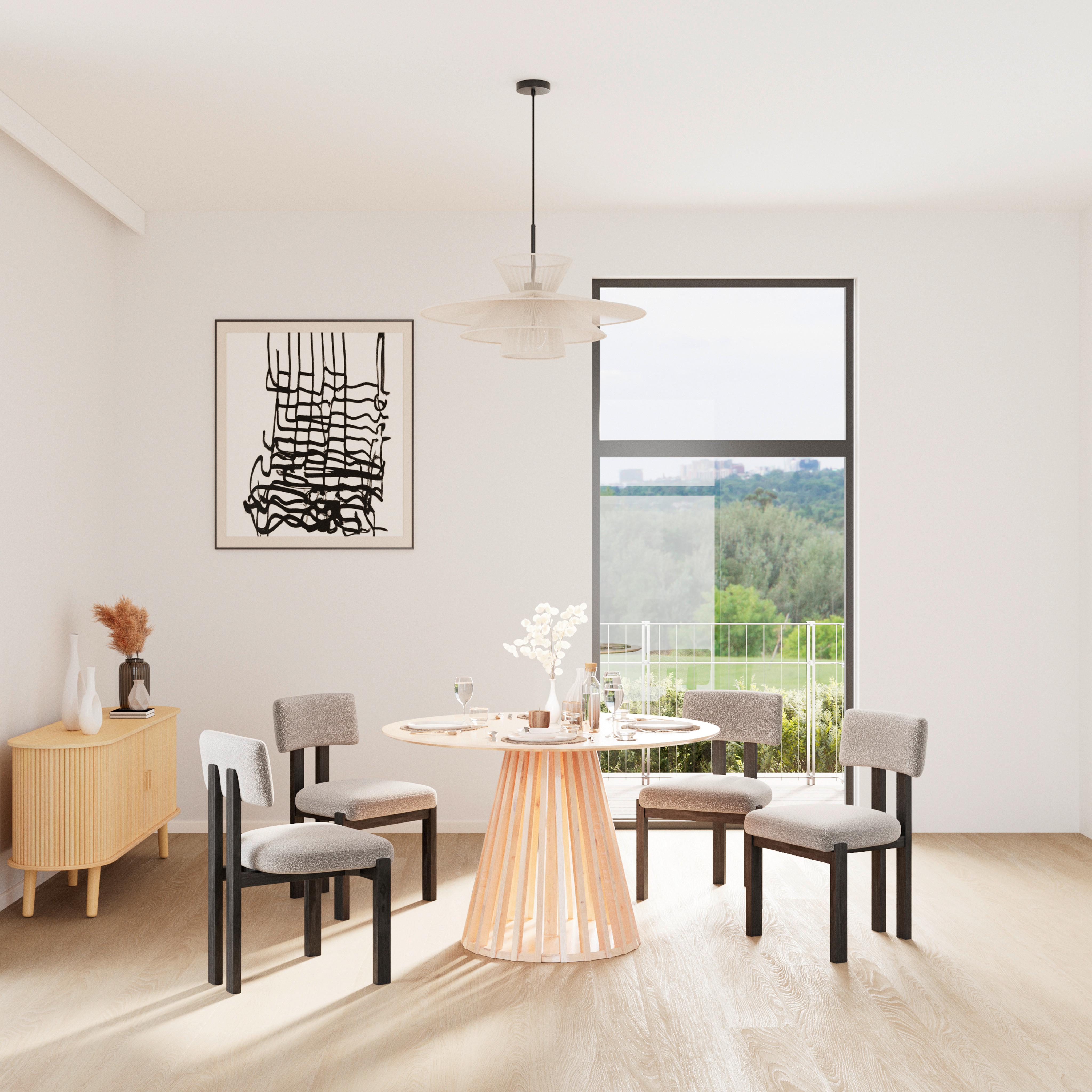 Stuhl Jonna Hellgrau Bouclé Gepolstert - Hellgrau/Naturfarben, MODERN, Holz/Textil (51/82/53cm) - Bessagi Home
