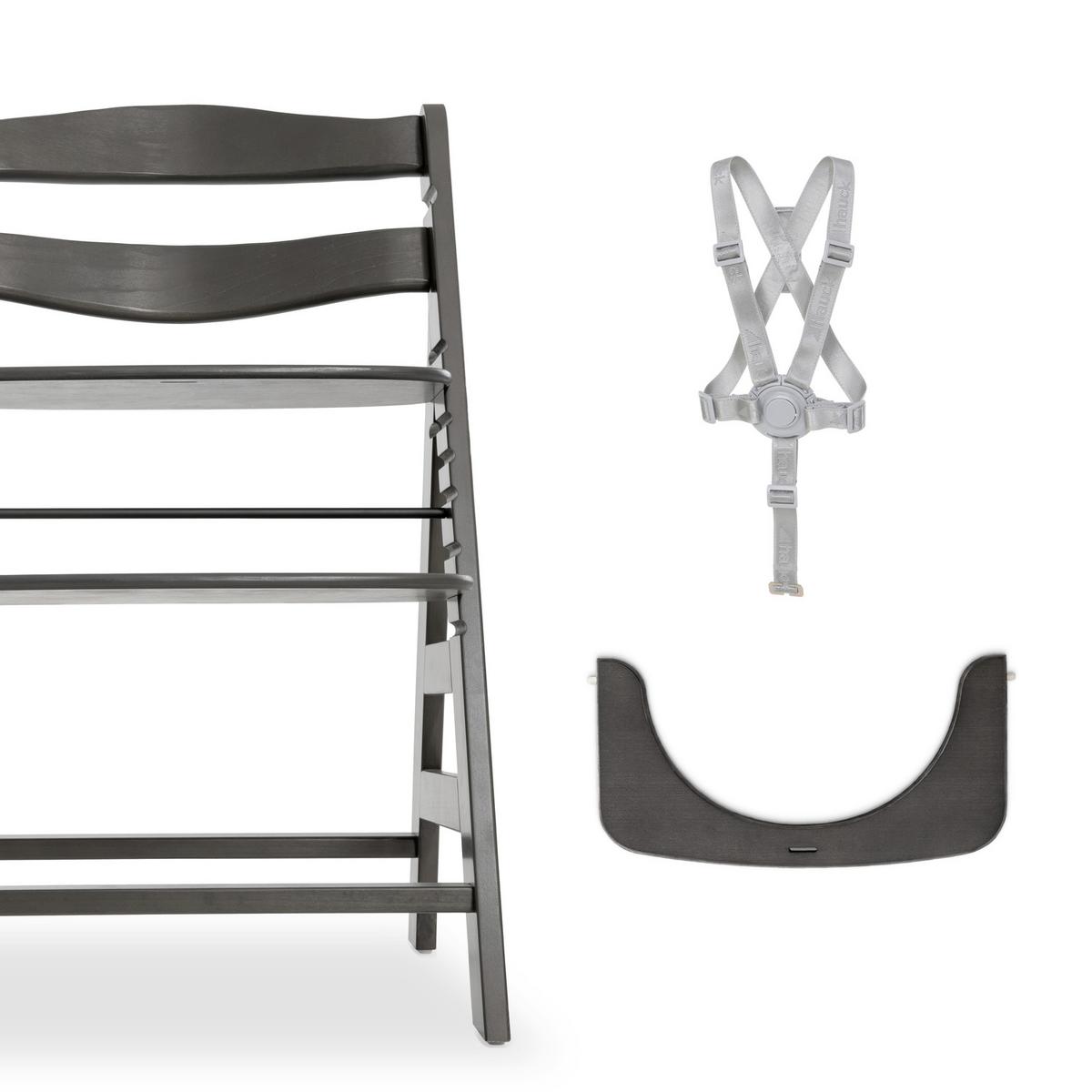 WYSOKIE KRZESŁO ALPHA+ SELECT - antracytowy, Basics, drewno (56/77/48cm) - Hauck