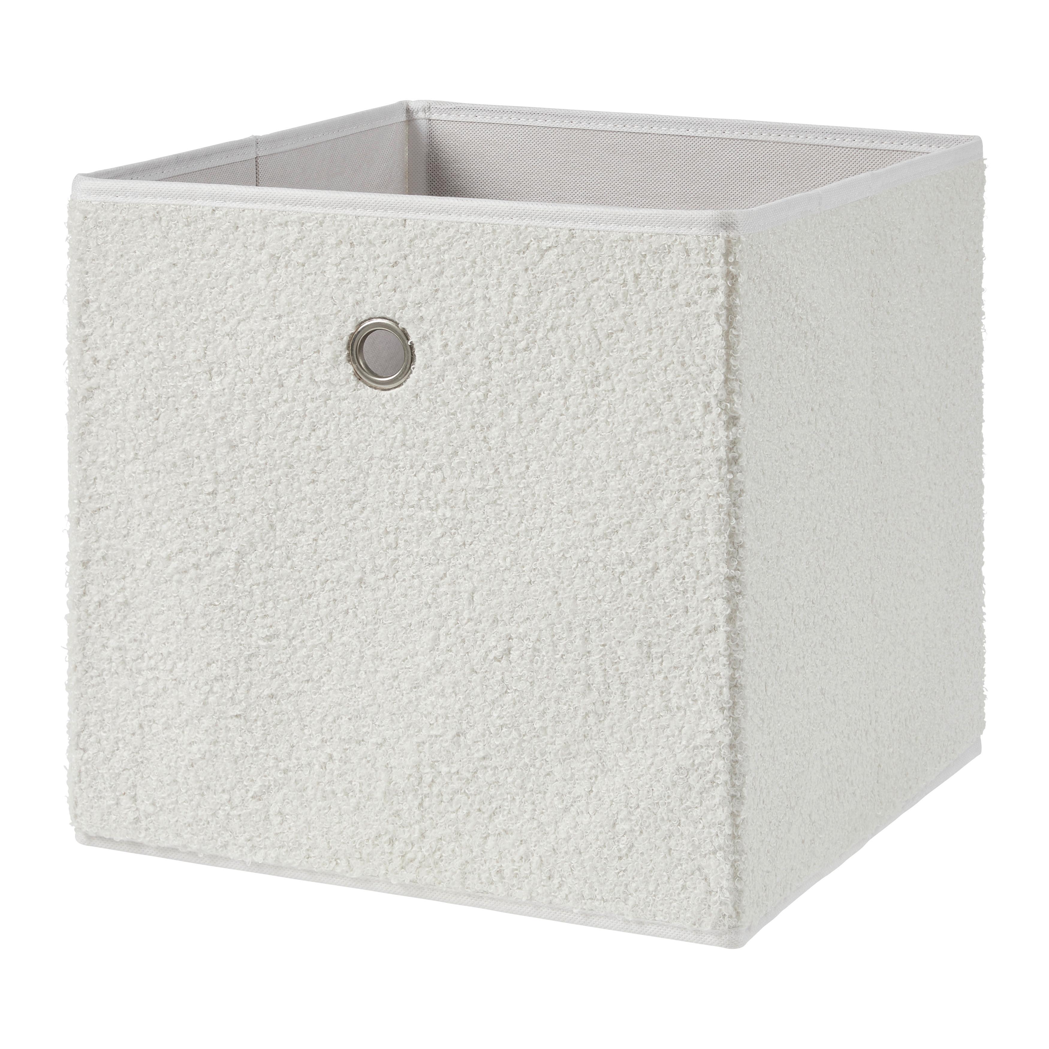 VIKBAR FÖRVARINGSKORG TEDDY -EXT- - vit, Modern, textil/kartong (30/30/30cm) - Mömax