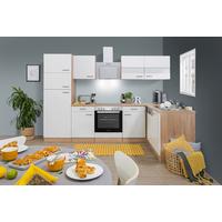 Eckküche Economy Weiß/Eiche mit Geräte ca. 172x280 cm - Eichefarben/Weiß, Basics, Glas/Holzwerkstoff (280/172cm) - Respekta