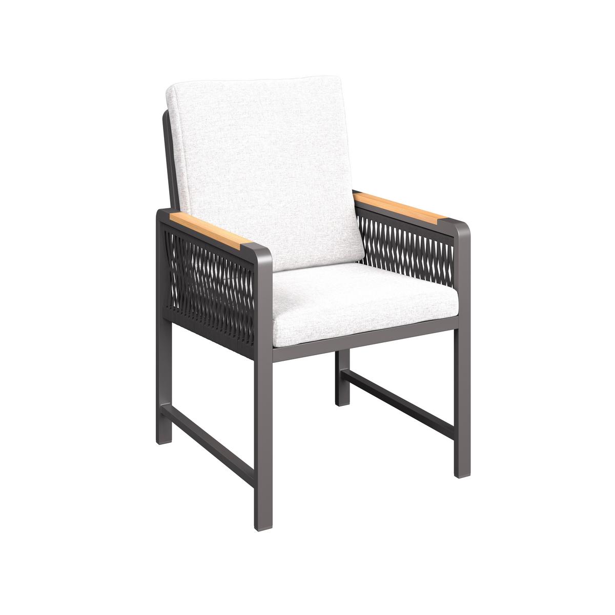 Gartentischgruppe Washington 1 Naturfarben/Grau, 5-teilig - Dunkelgrau/Naturfarben, Basics, Kunststoff/Textil (89/89/75cm)