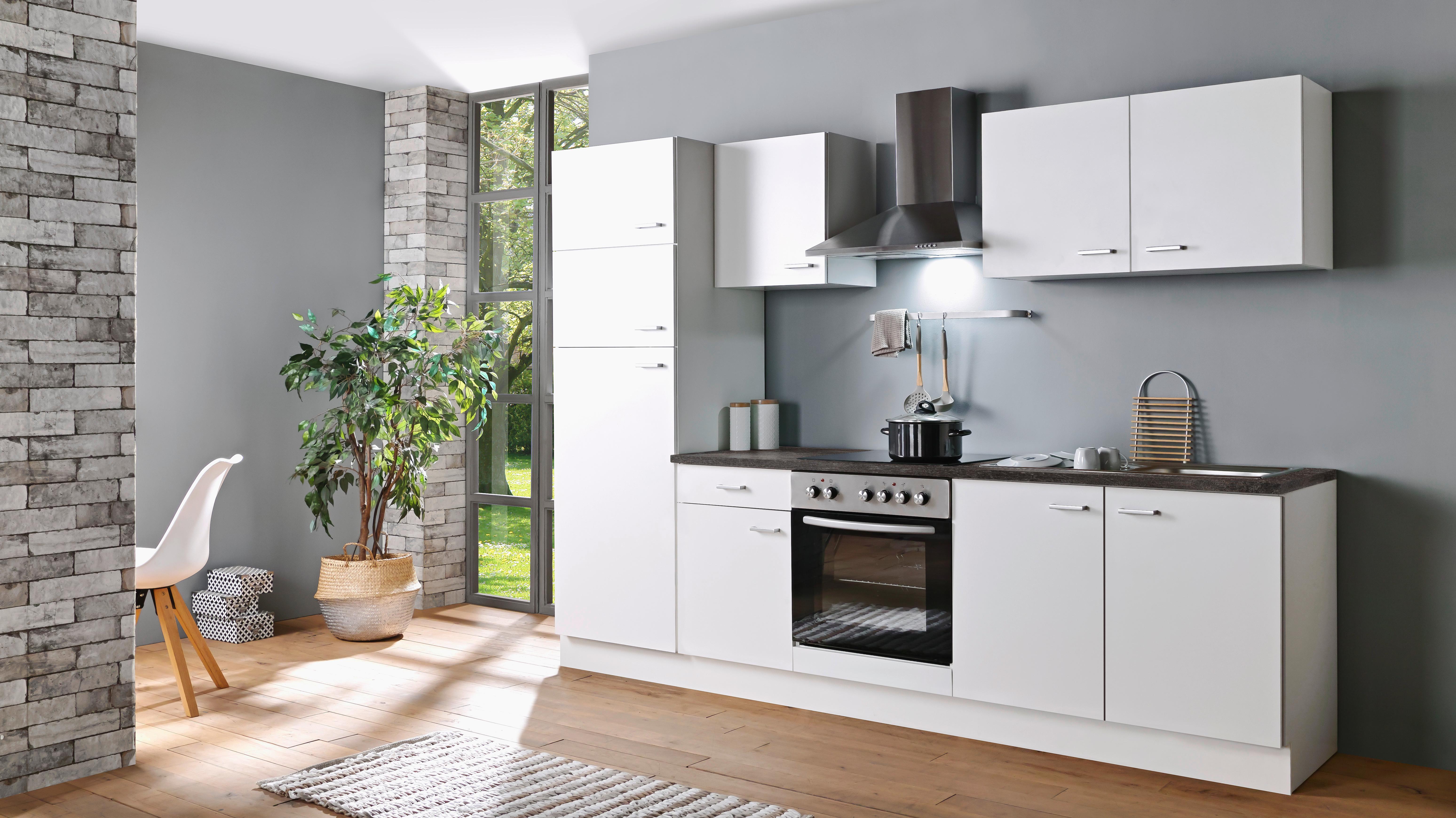 Küchenblock White-Classic Weiß B: ca. 270 cm - Silberfarben/Graphitfarben, KONVENTIONELL, Holzwerkstoff/Kunststoff (270cm) - Menke