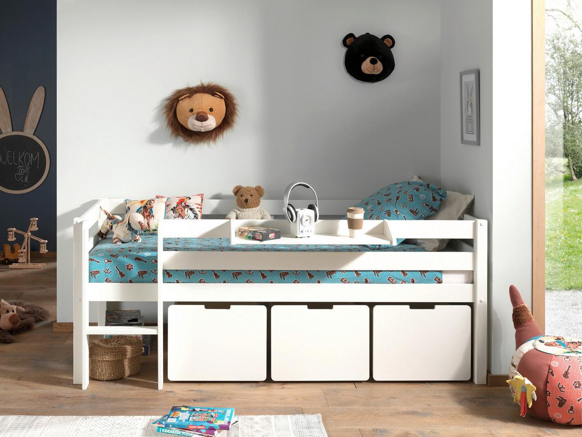 Spielbett Pino Weiß mit Stauraum - Weiß, MODERN, Holz (90/200cm) - Vipack
