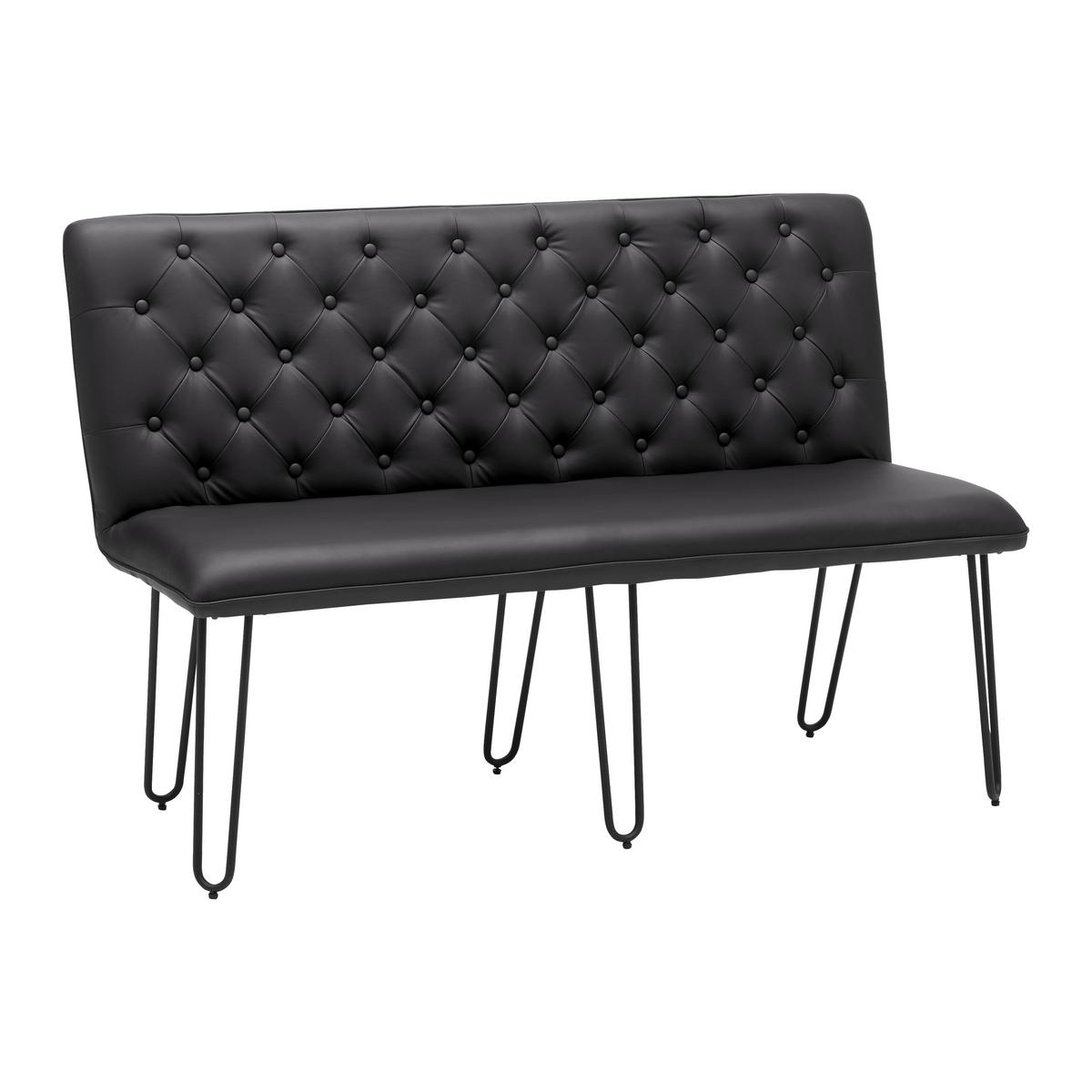 Sitzbank schwarz, "Ivie", Lederlook - Schwarz, Modern, Holz/Textil (140/92/62cm) - Bessagi Home