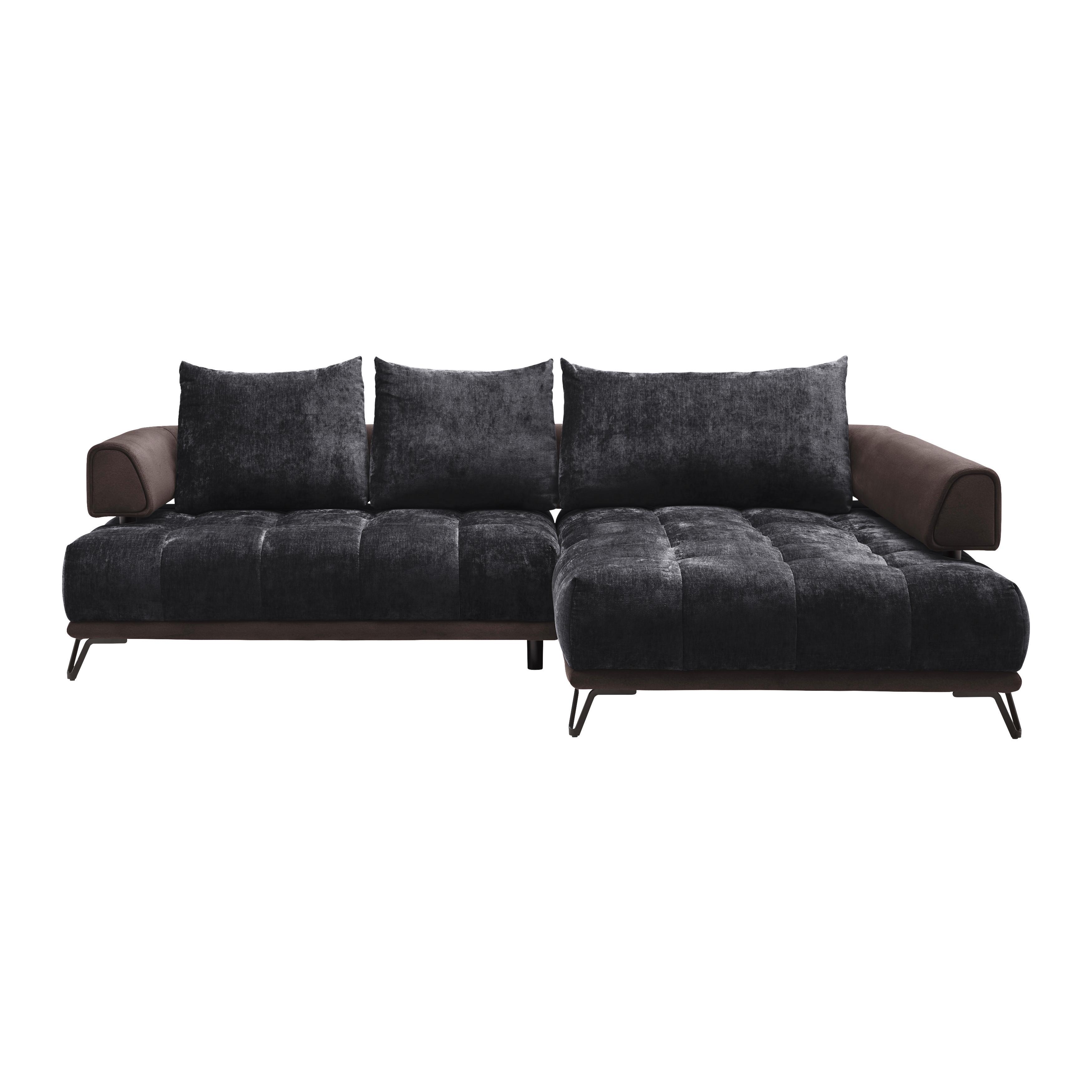 Ecksofa Morgan Anthrazit - Anthrazit/Schwarz, MODERN, Textil/Metall (262/184cm) - Mömax