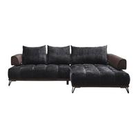 Ecksofa Morgan Anthrazit - Anthrazit/Schwarz, MODERN, Textil/Metall (262/184cm) - Mömax