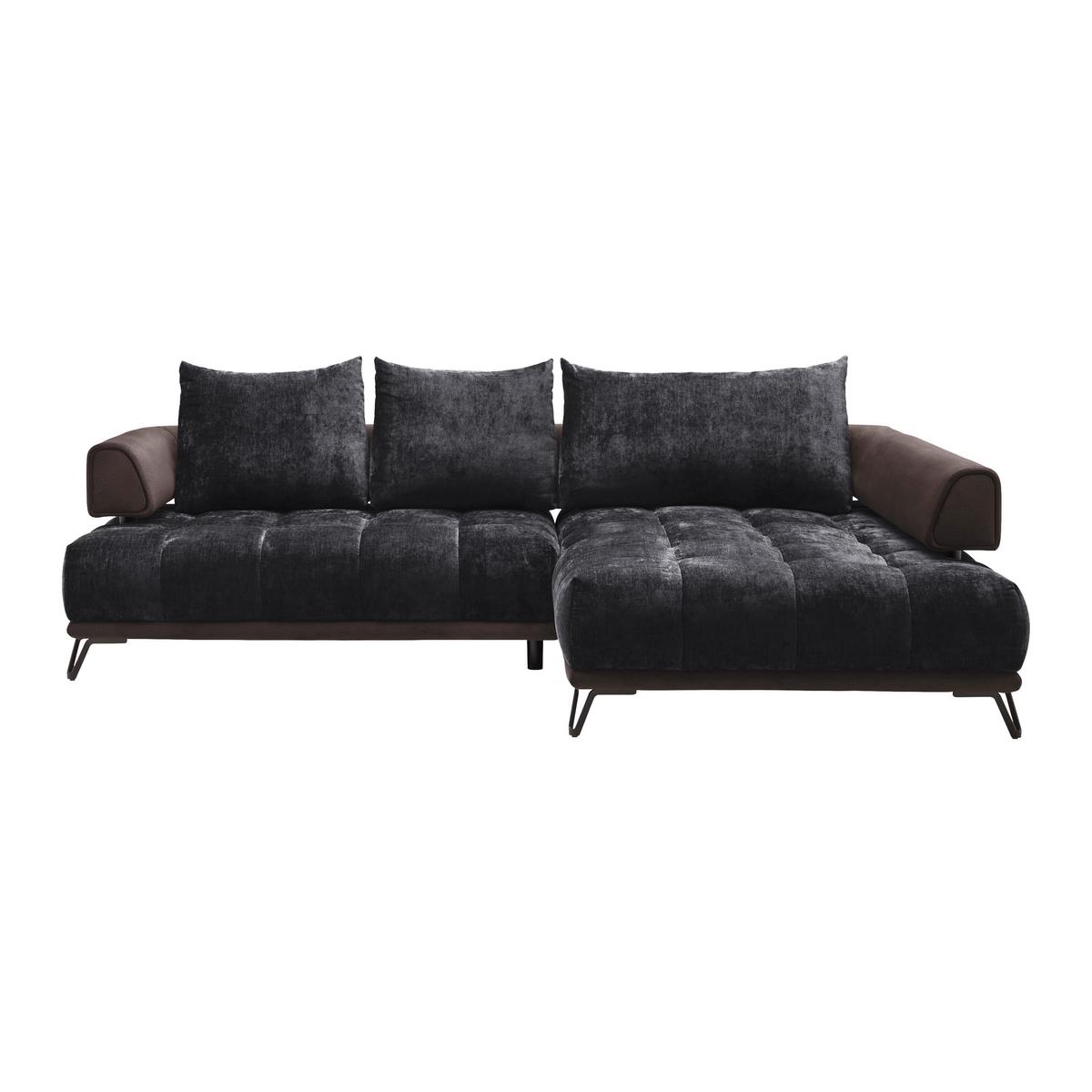Ecksofa Morgan Anthrazit - Anthrazit/Schwarz, MODERN, Textil/Metall (262/184cm) - Mömax