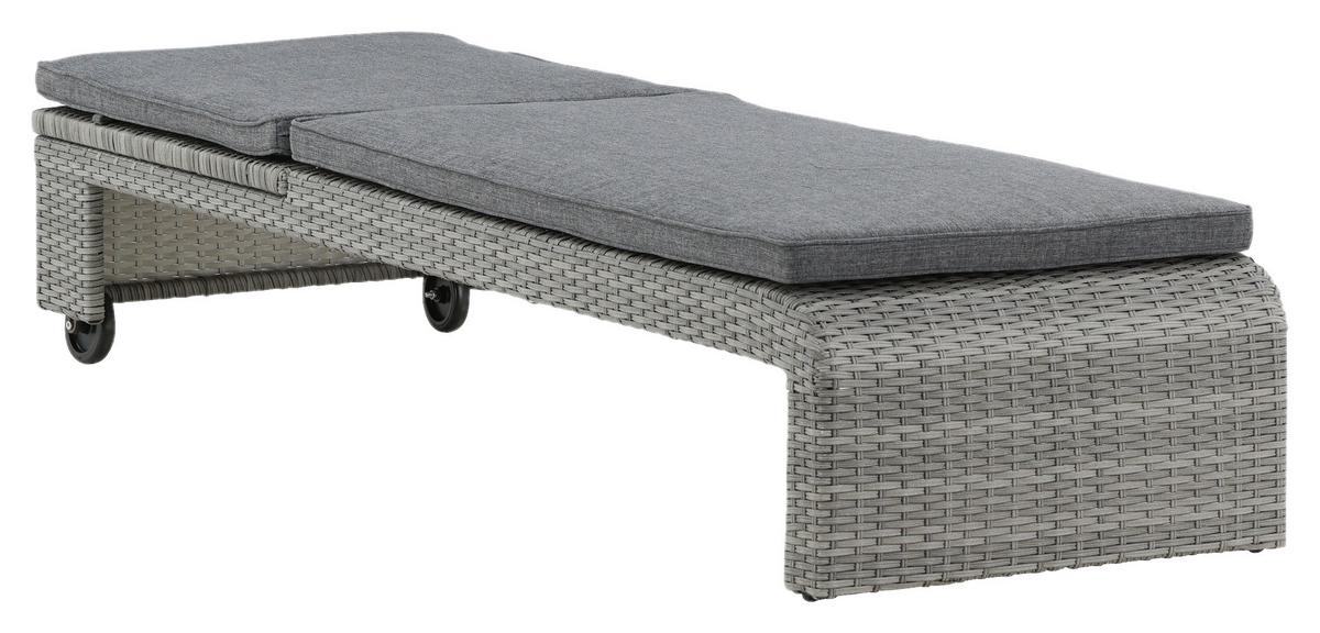 Sonnenliege London ca. 60x32x196 cm Grau - Grau, KONVENTIONELL, Kunststoff/Textil (60/32/196cm) - Gardenson