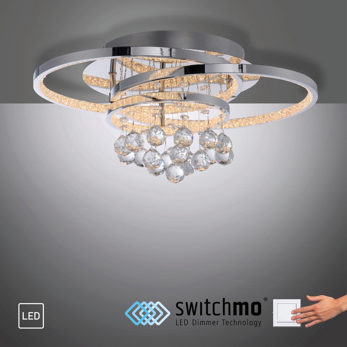 LAMPA SUFITOWA LED 6267-17 ROTAZO - kolor chromowy, Design, metal/szkło (45/33/22cm) - Paul Neuhaus