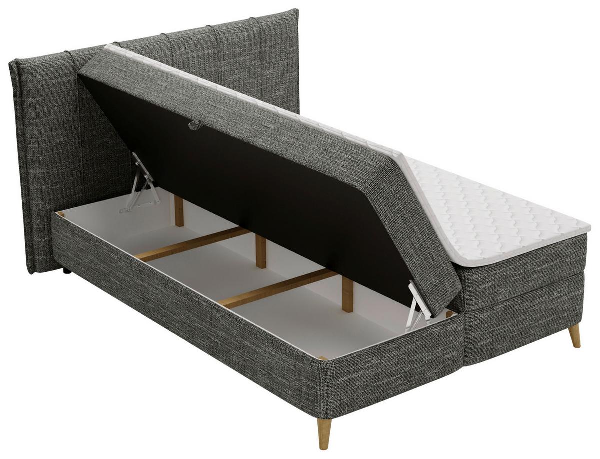 Boxbett Veloria Anthrazit ca. 140x200cm - Anthrazit/Schwarz, KONVENTIONELL, Textil/Metall (140/200cm) - Based