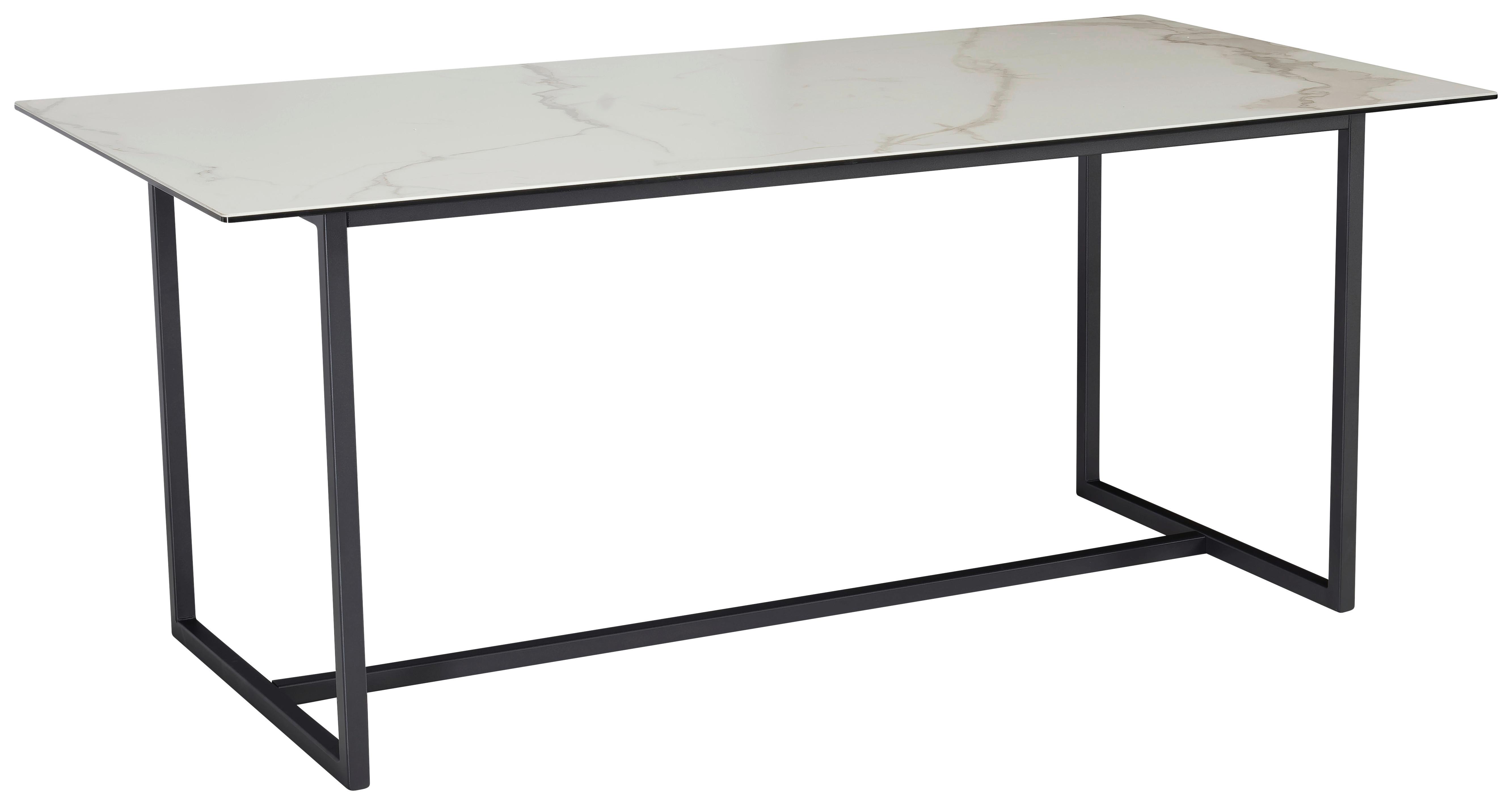 Jedilna Miza Marble, Keramika, 180x90cm - črna/bela, Design, kovina/keramika (180/90/76cm) - MID.YOU