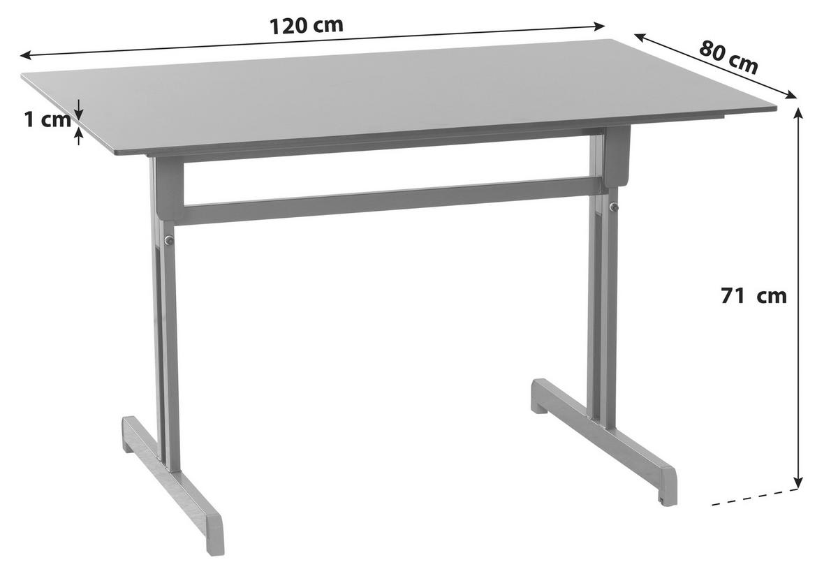 Gartentisch Anthrazit klappbar ca. 120x80x71cm - Anthrazit, MODERN, Holzwerkstoff/Metall (120/80/71cm) - Gardenson
