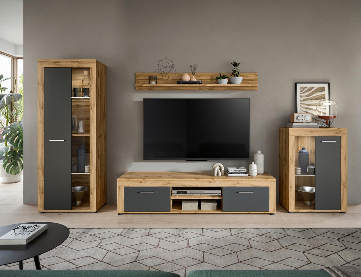 ANSAMBLU MOBILIER CAMERA DE Z JAM - stejar Wotan, Design, sticlă/material pe bază de lemn (310/169/35cm) - Modern Living