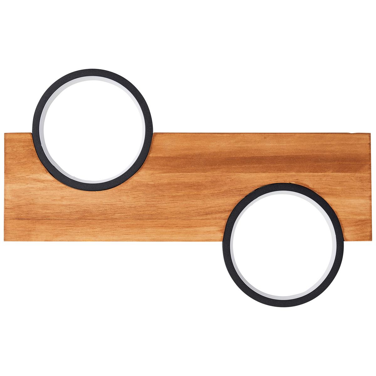 LED-Deckenleuchte Cheesy Schwarz/Hellbraun max. 14 Watt - Hellbraun/Schwarz, Natur, Holz/Metall (5,2/40/25cm) - Brilliant